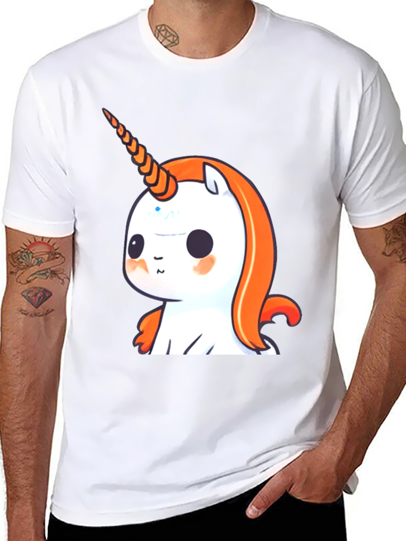 Black Cute Unicorn Graphic Tee - Black Casual T-Shirt view 8