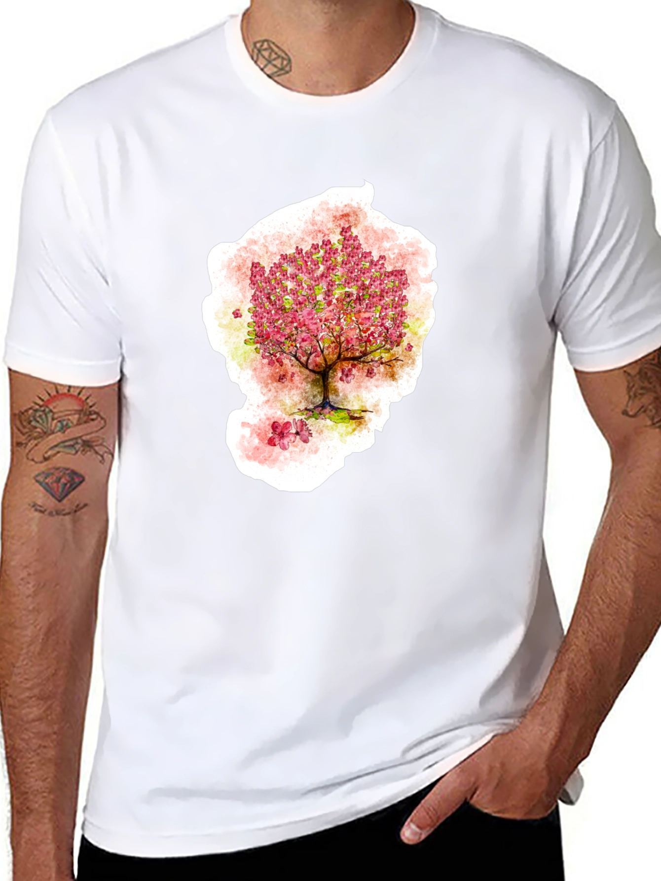 Black Cherry Blossom Tree Graphic T-Shirt view 8