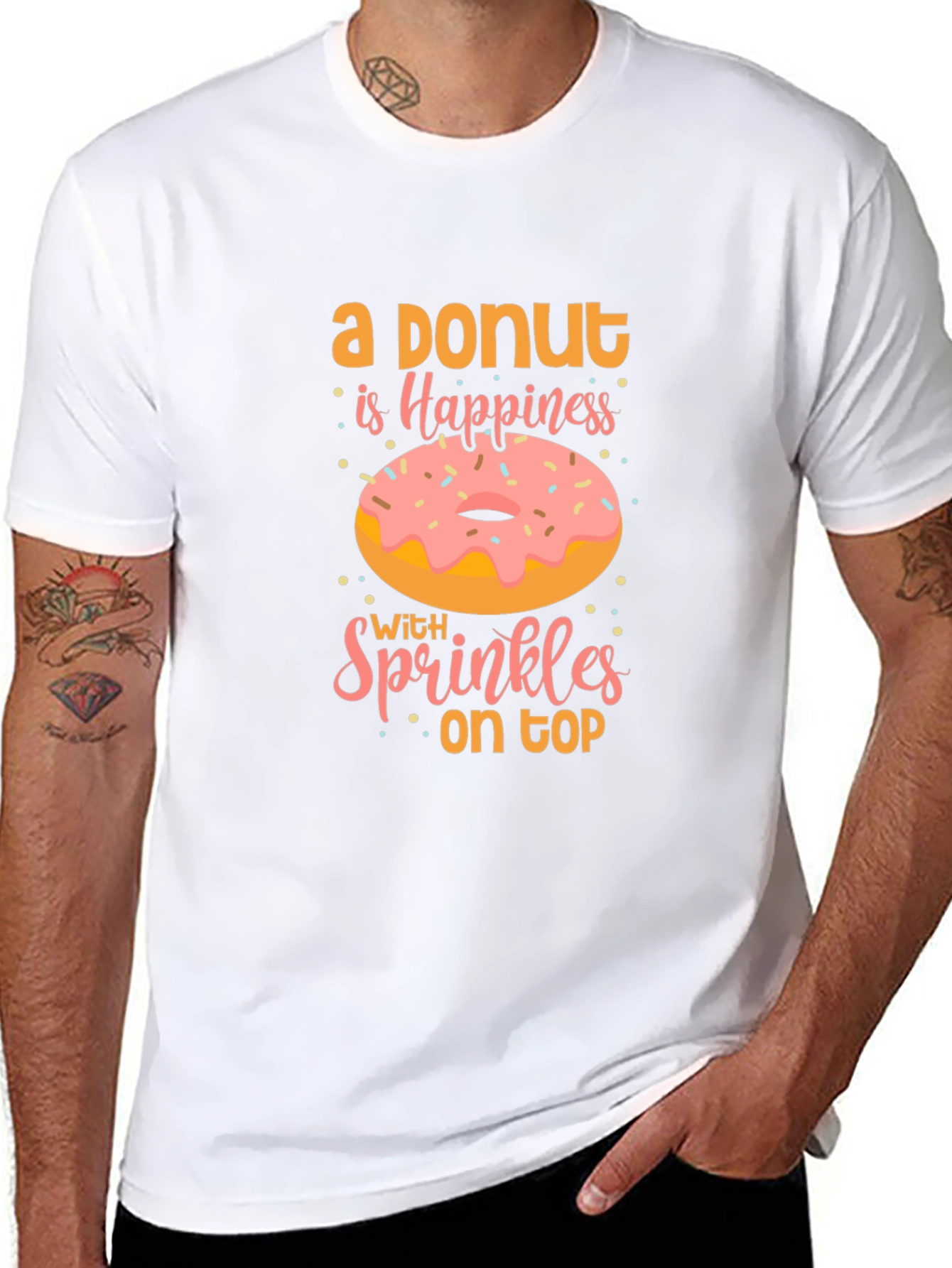 Donut Happiness Graphic Tee - Casual Black T-Shirt - 8