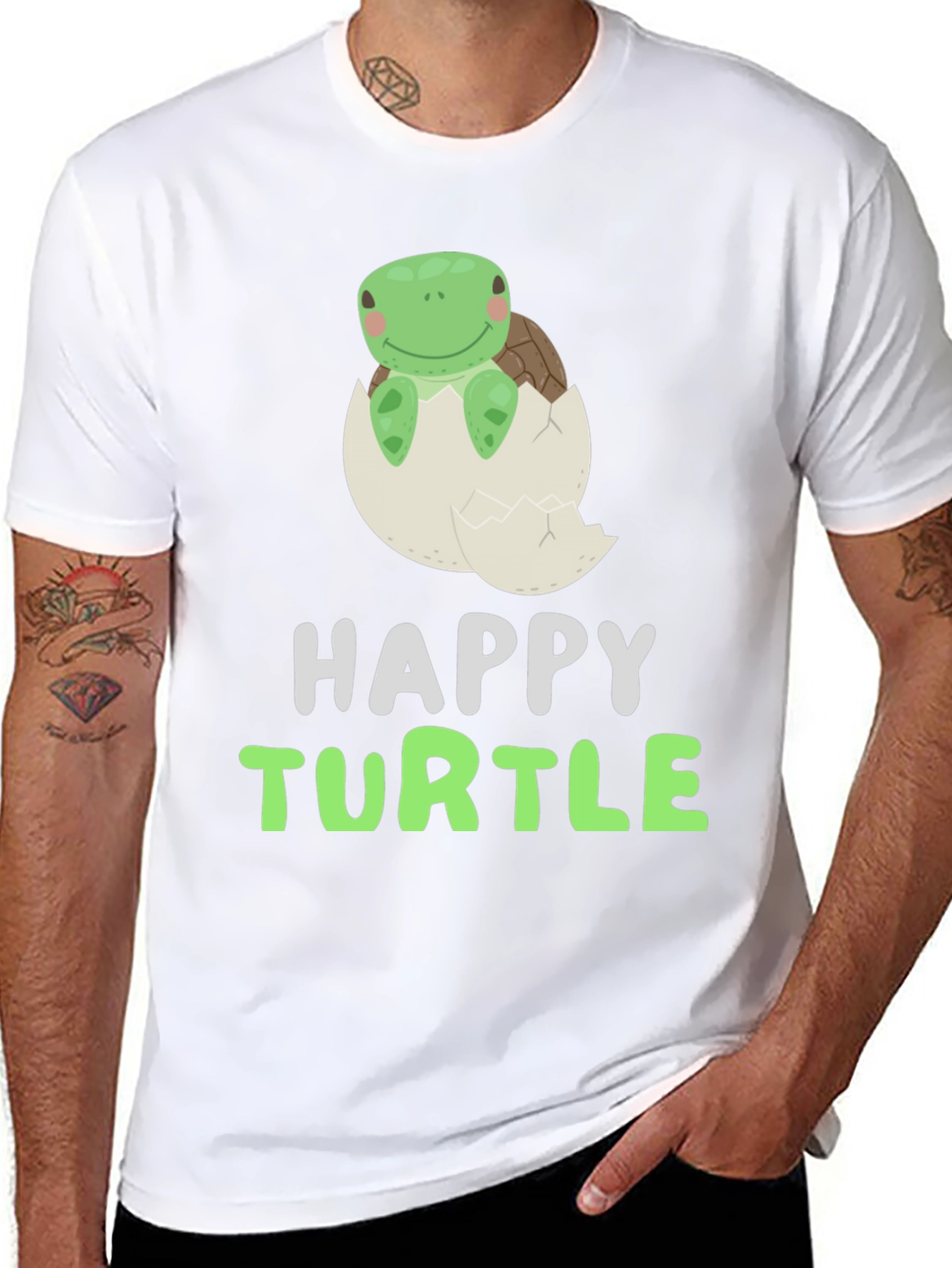 Black Happy Turtle Tee - Cute Animal Graphic T-Shirt view 8