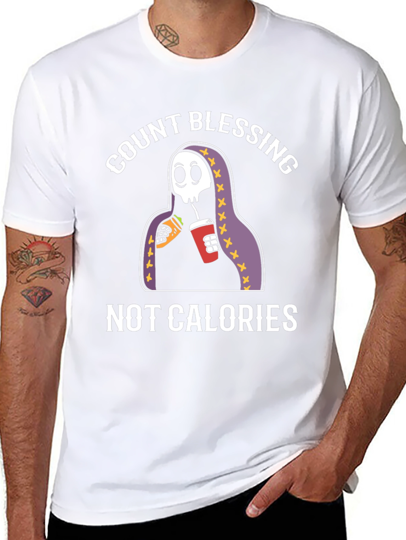 Black Count Blessings Not Calories Graphic Tee view 8