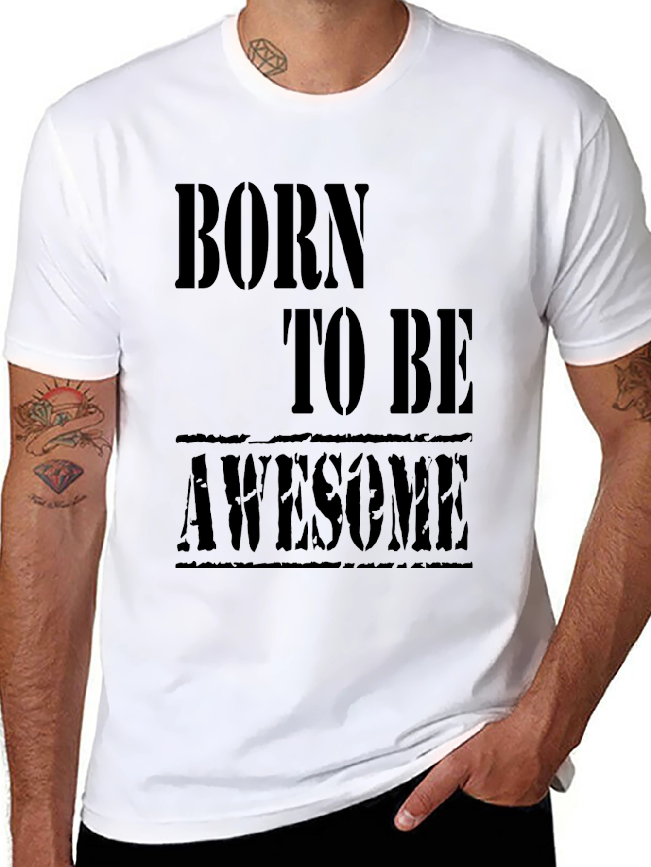 Black Born to be Awesome Black T-Shirt view 8