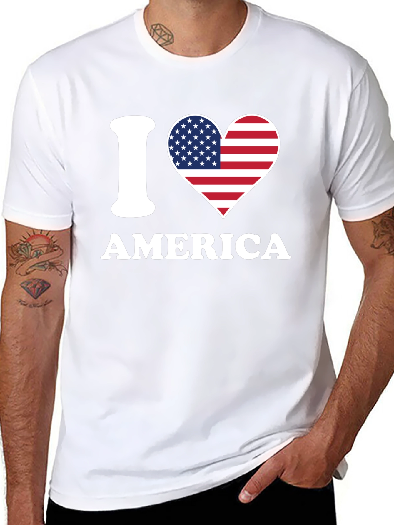 Black I Love America Patriotic T-Shirt view 8