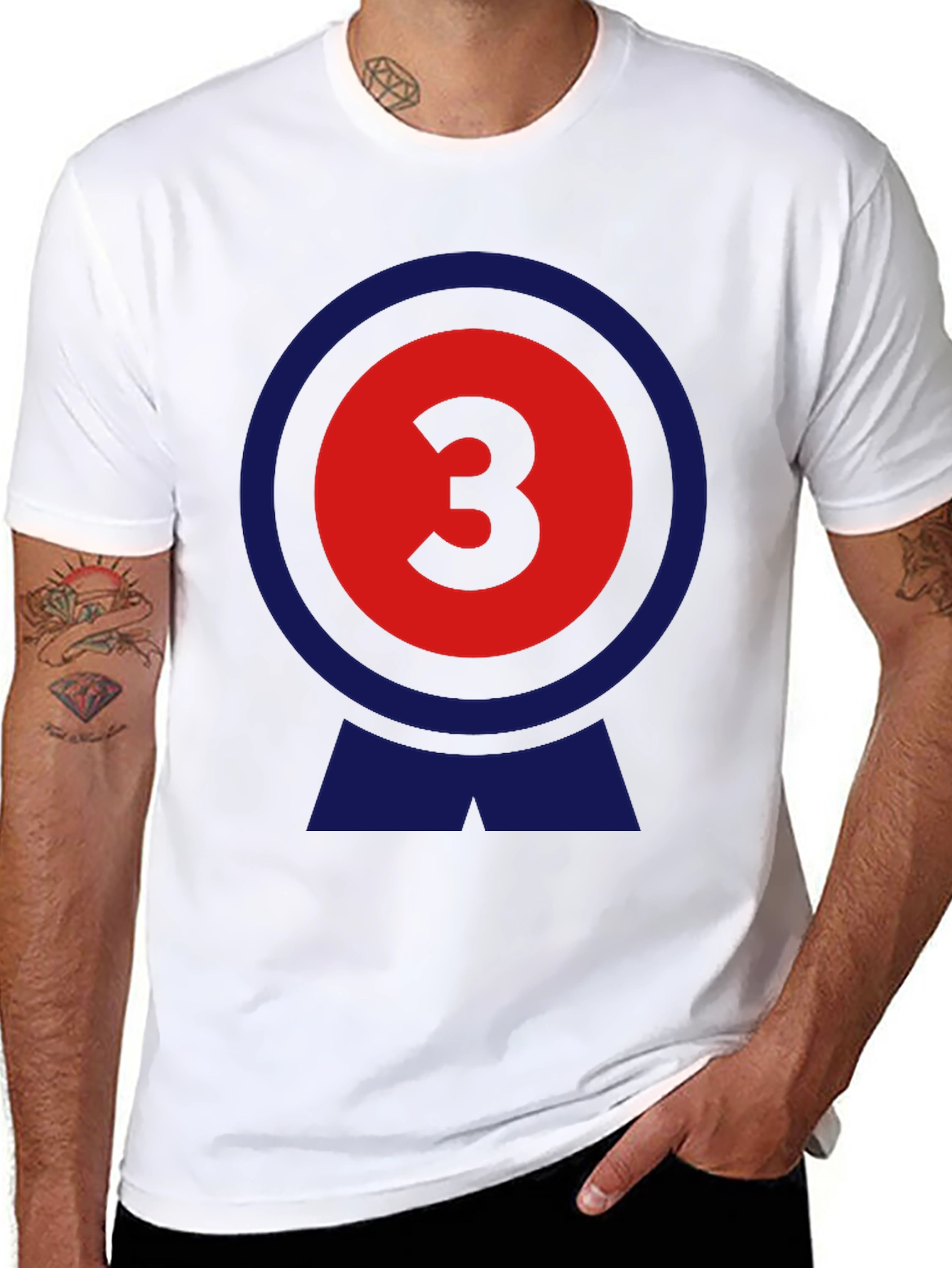 Black Number 3 Graphic Tee - Retro Style T-Shirt view 8