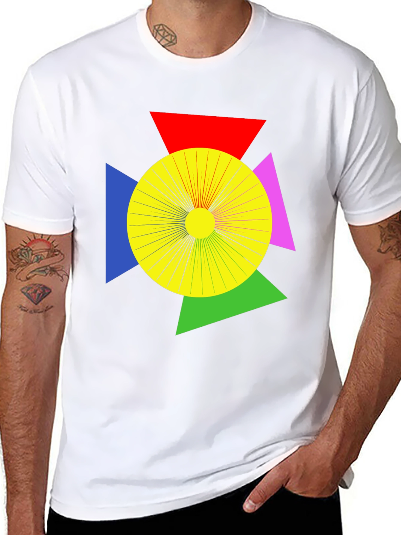 Black Geometric Graphic Tee - Modern Art T-Shirt view 8