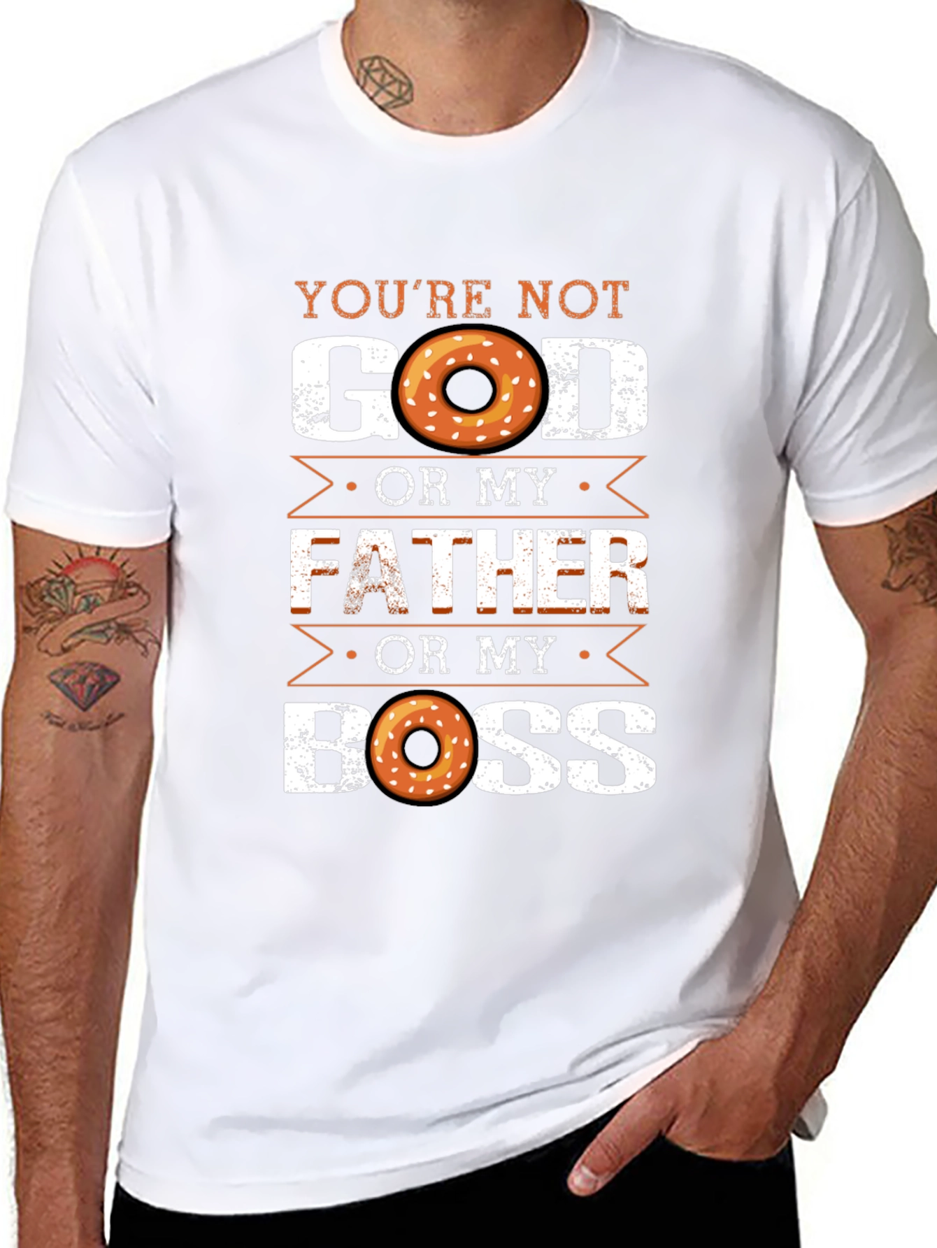 Black Funny Donut T-Shirt: You're Not God, Father, or My Boss view 8