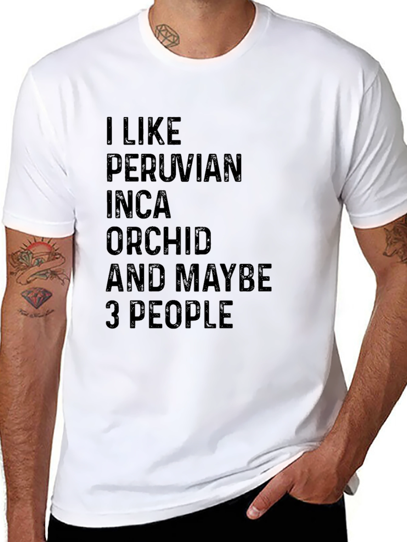 Black Peruvian Inca Orchid T-Shirt: I Like & Maybe 3 People Black Tee view 8