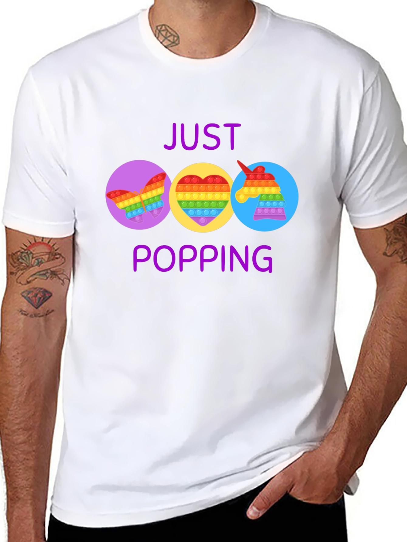 Black Just Popping Pop It Graphic T-Shirt view 8