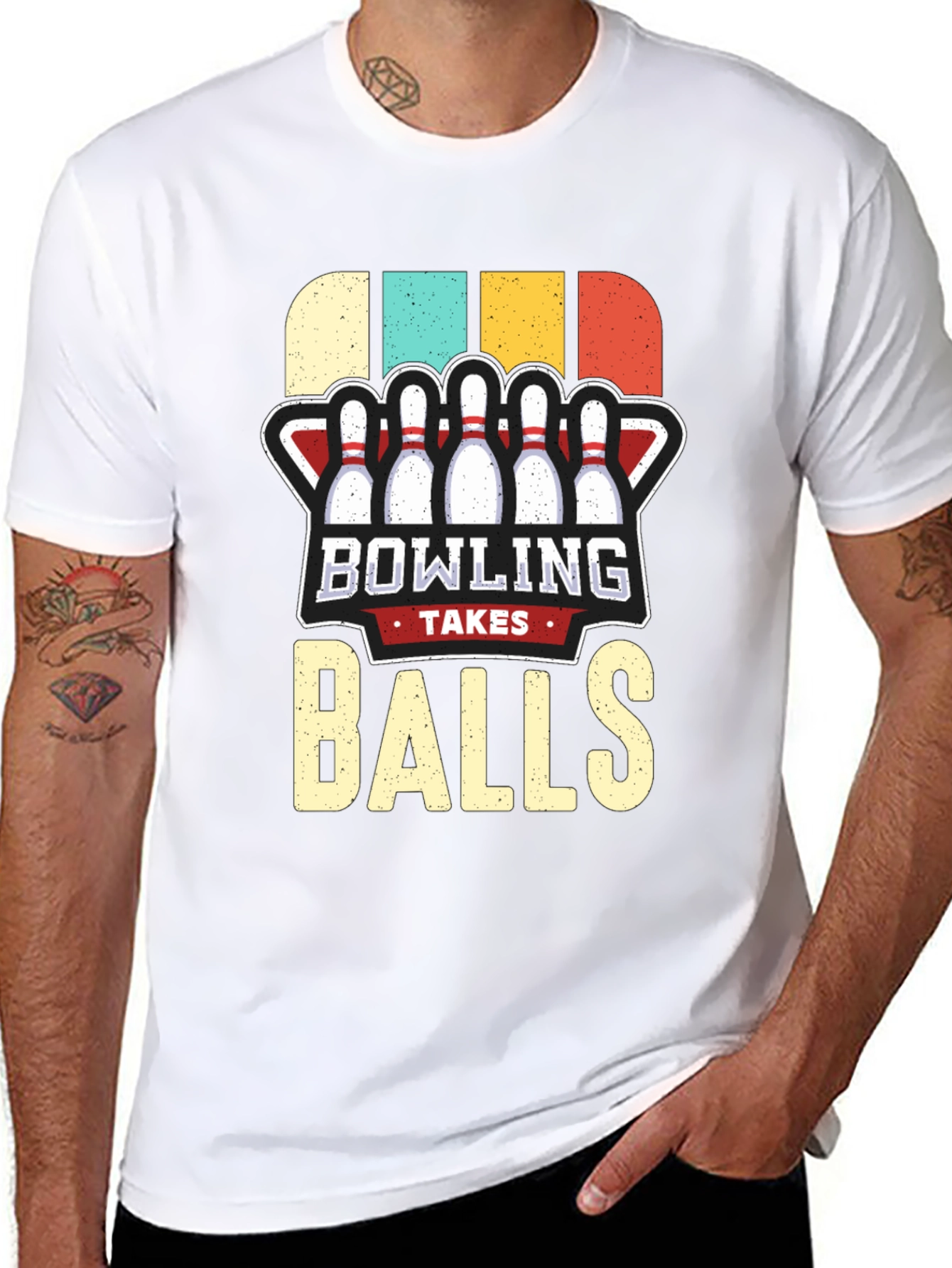 Black Bowling Takes Balls Graphic T-Shirt view 8