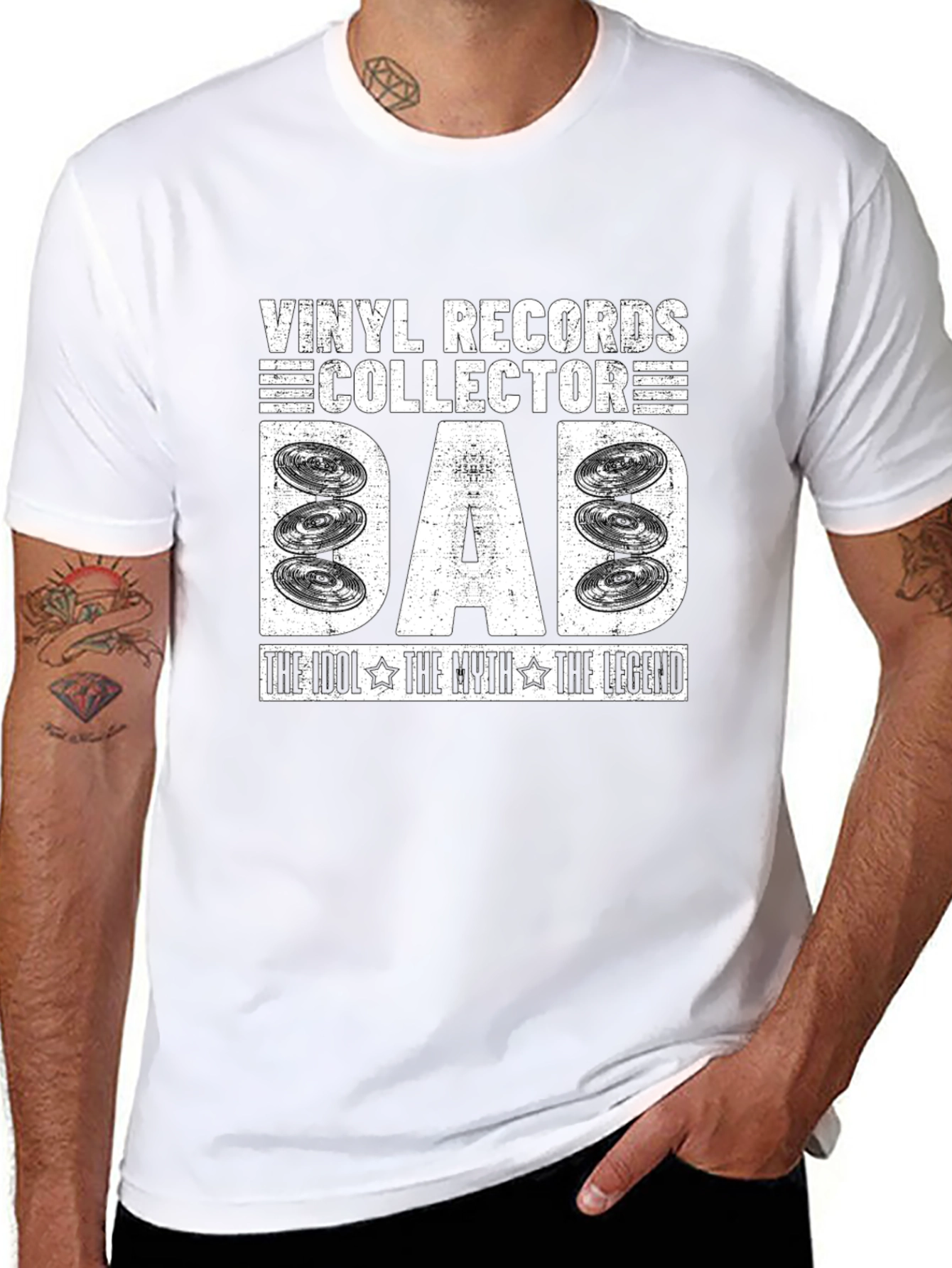 Black Vinyl Records Collector Dad T-Shirt view 8