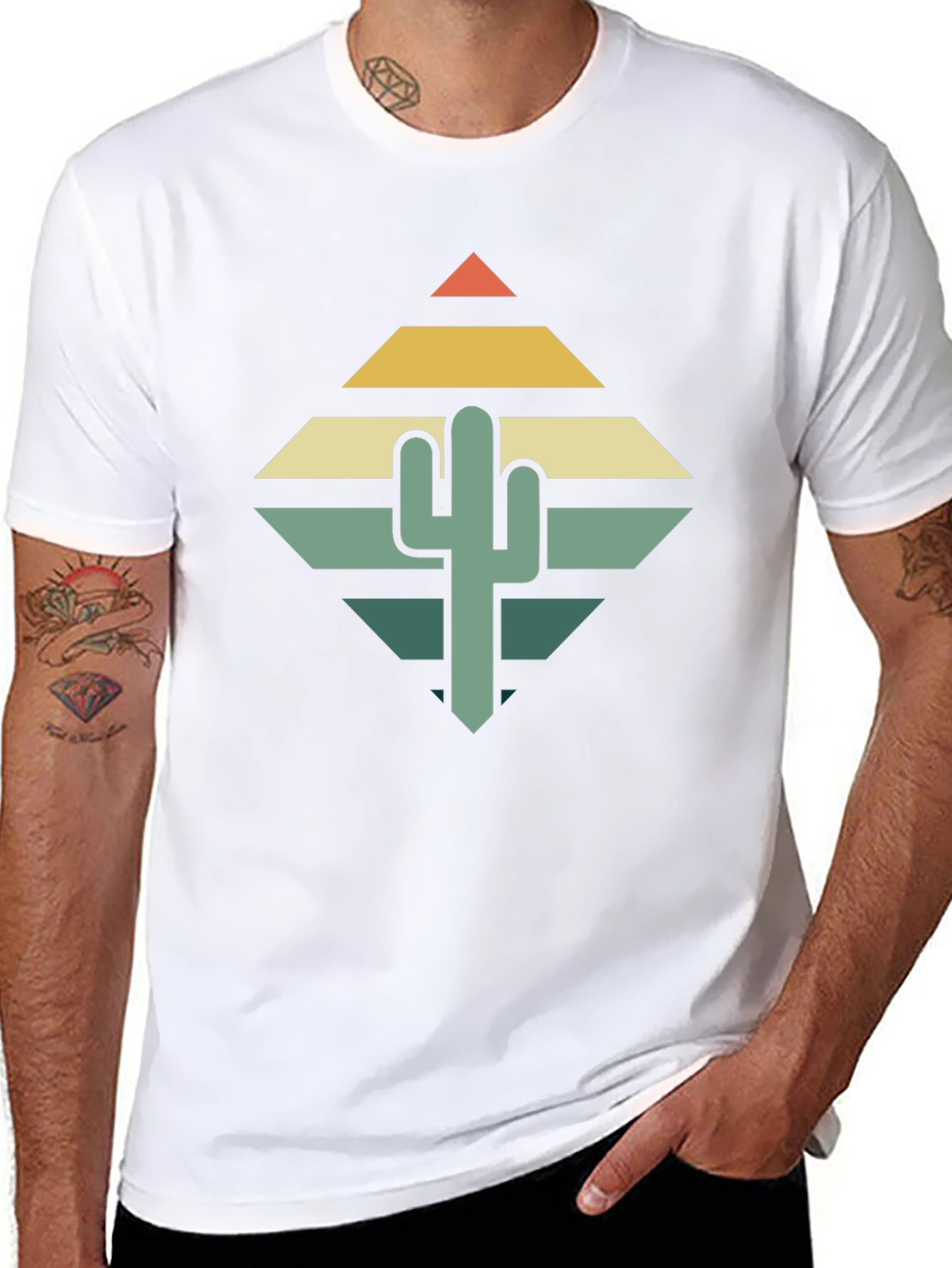 Black Retro Cactus Graphic Tee - Desert Vibes T-Shirt view 8