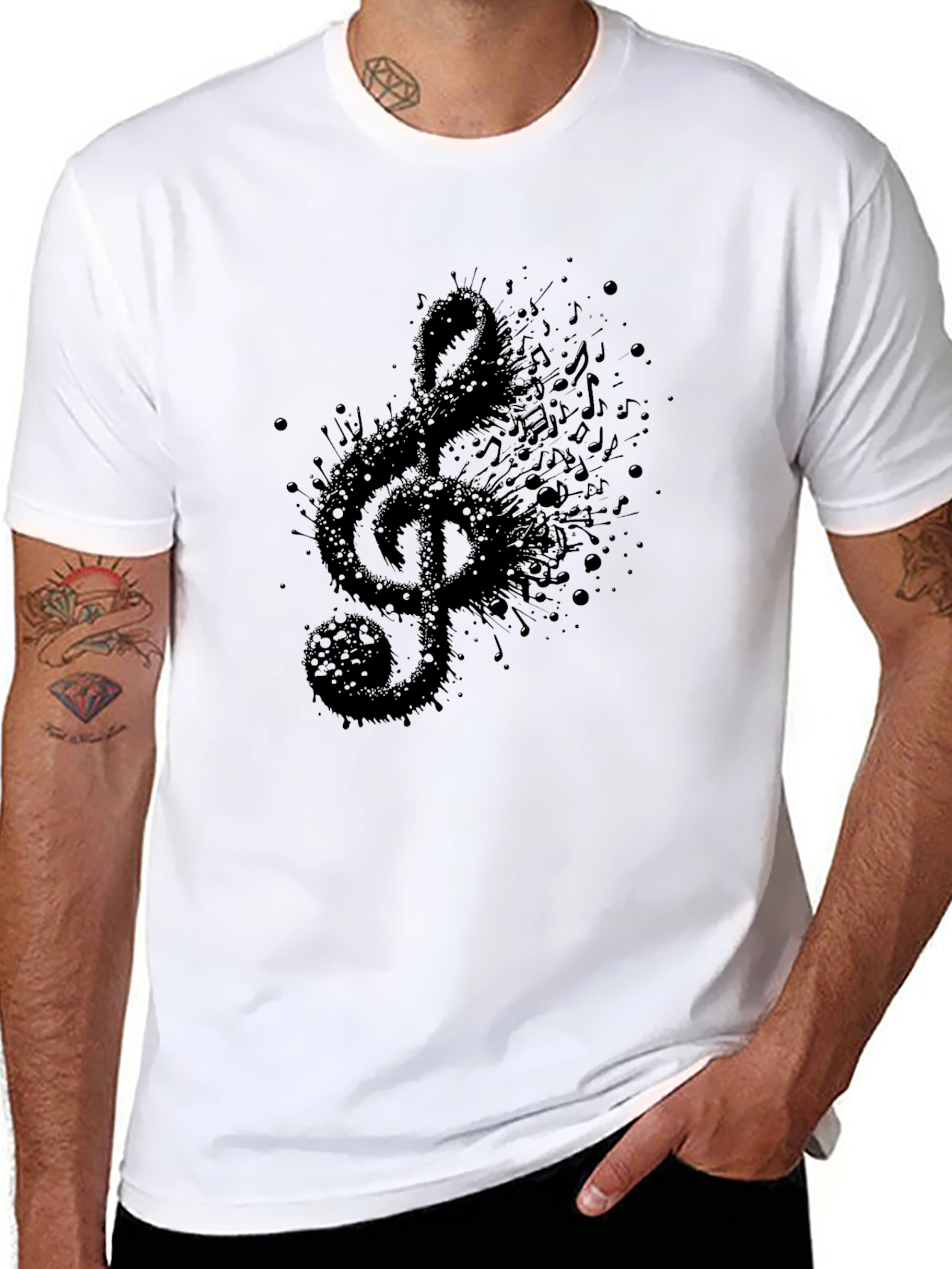 Black Music Treble Clef Men's Graphic T-Shirt view 8