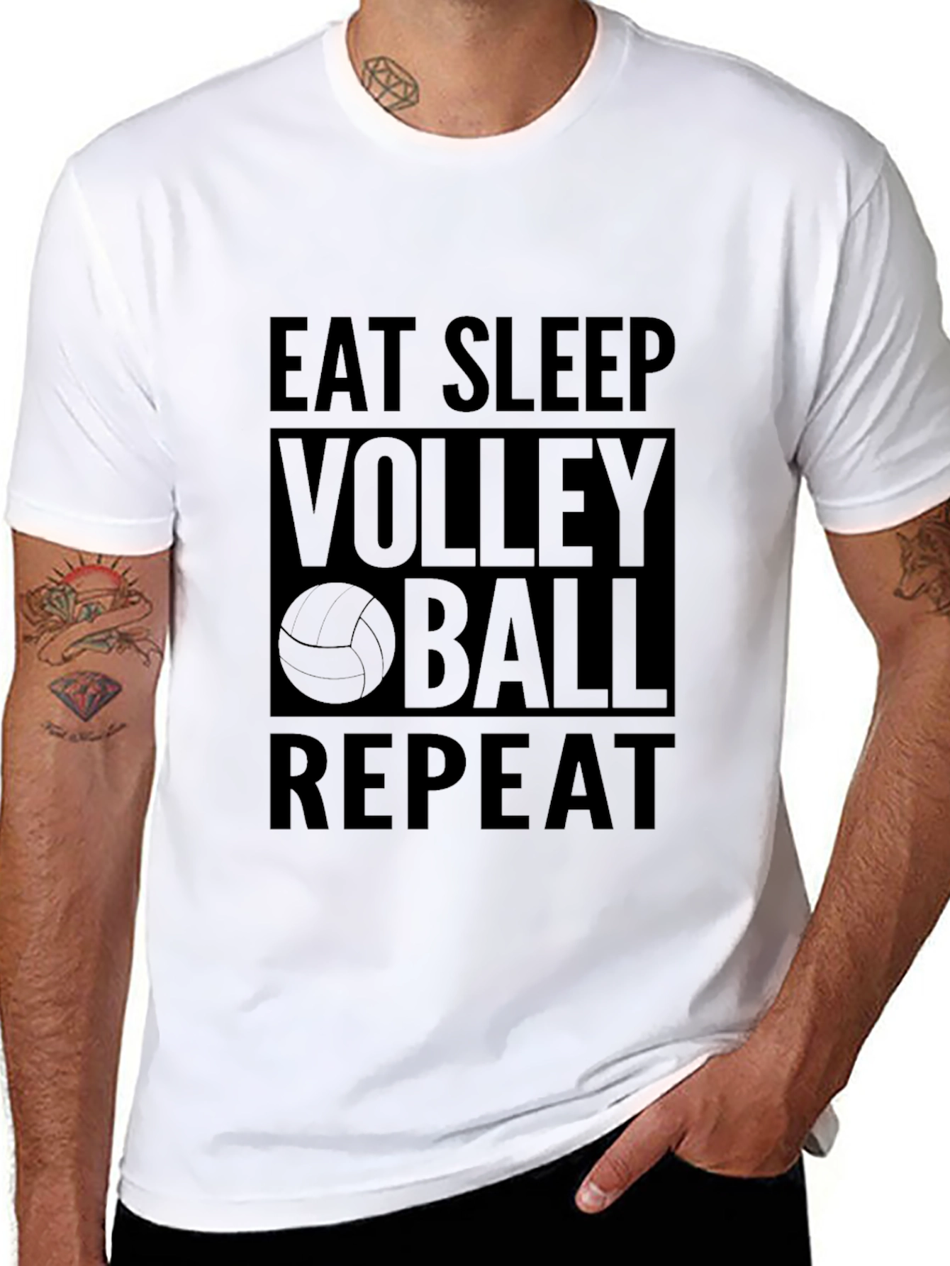 Black Eat Sleep Volleyball Repeat Black Tee Shirt view 8