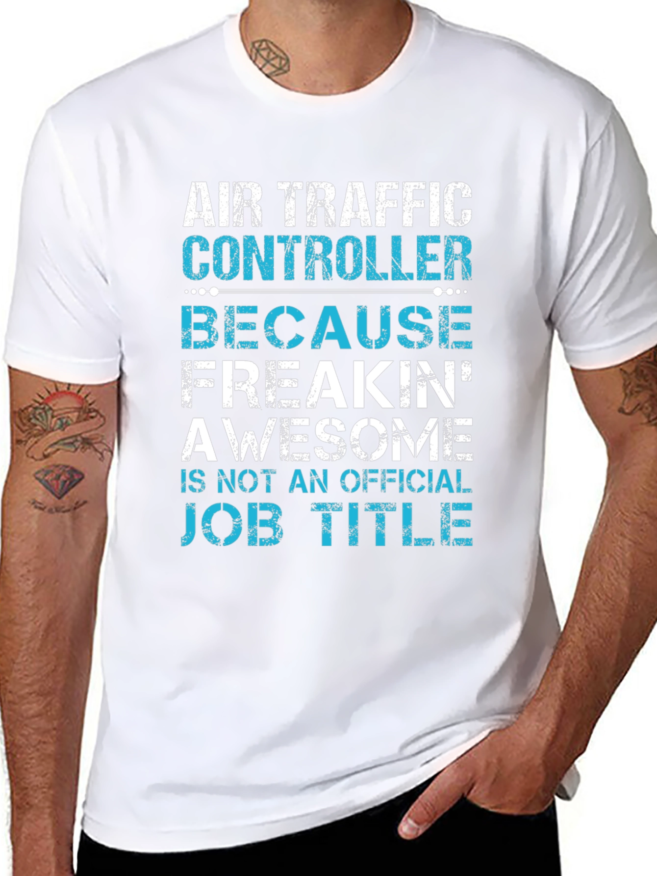 Black Air Traffic Controller Funny Job Title T-Shirt view 8
