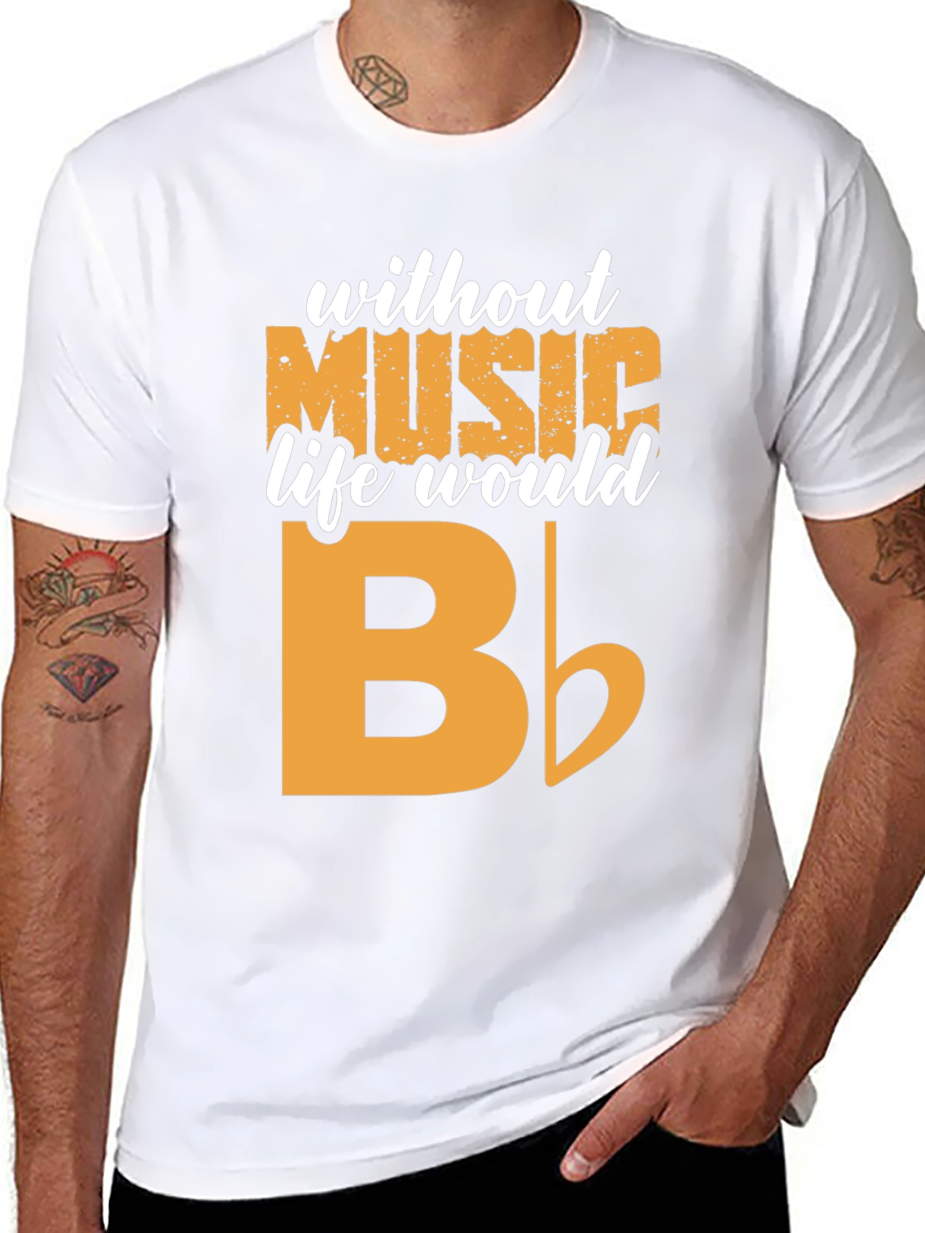 Music T-Shirt - Without Music Life Would B Flat - 8