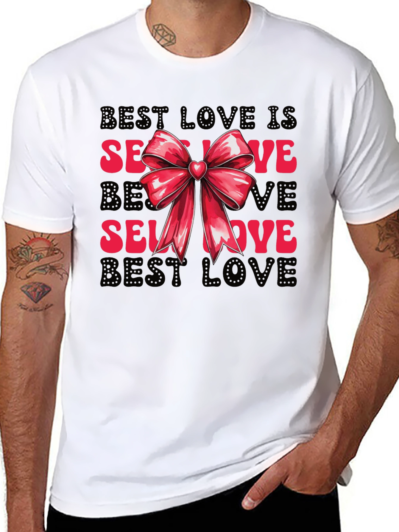 Black Self Love T-Shirt with Bow - Black view 8