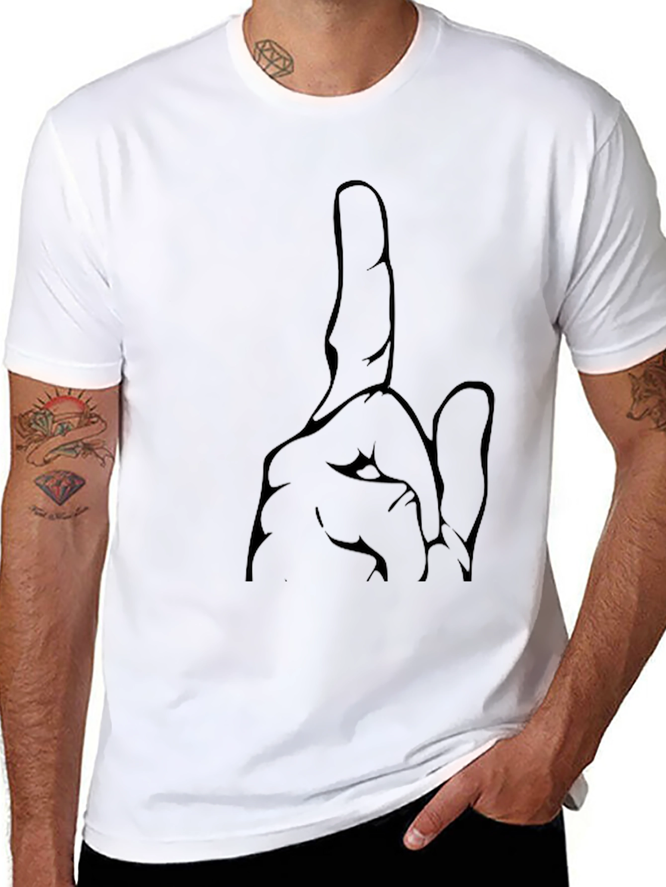 Black Statement Black T-Shirt - Bold Hand Graphic view 8