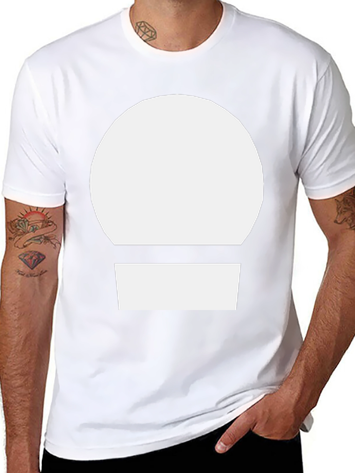 Black Minimalist Graphic Tee - White Circle Design view 8