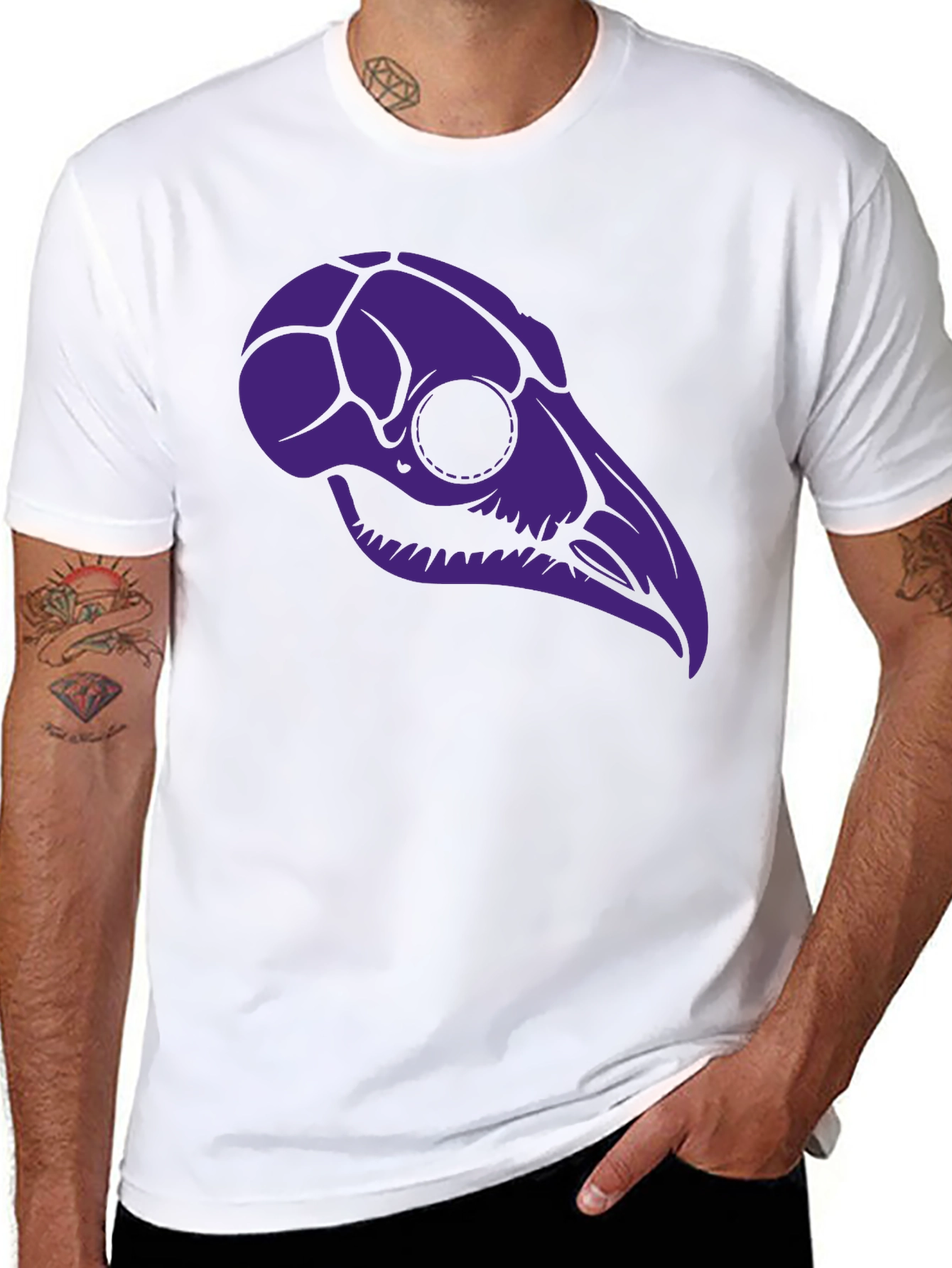 Black Raven Skull Graphic Tee - Black T-Shirt view 8