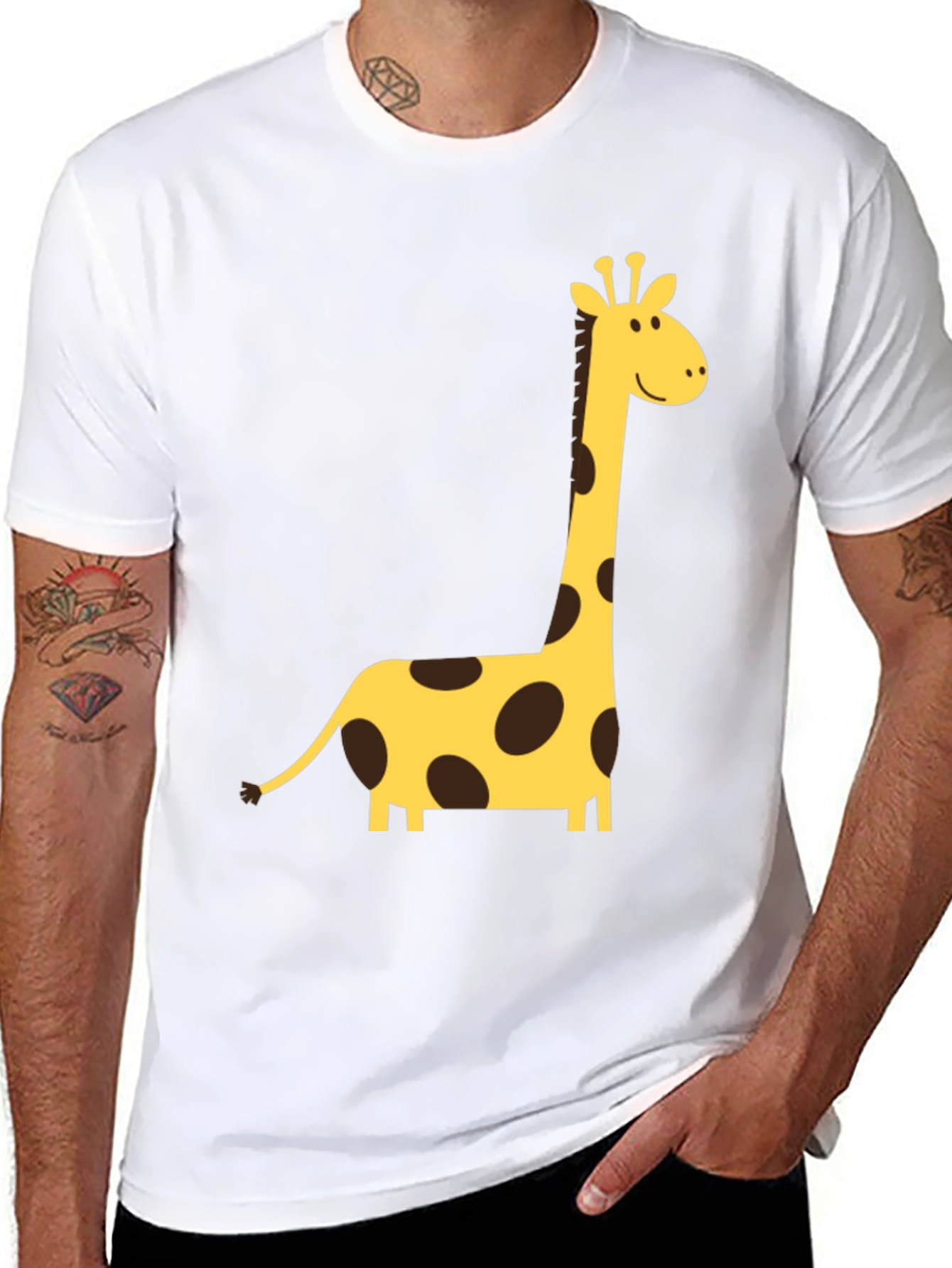 Black Giraffe Graphic Tee - Black Crew Neck T-Shirt view 8
