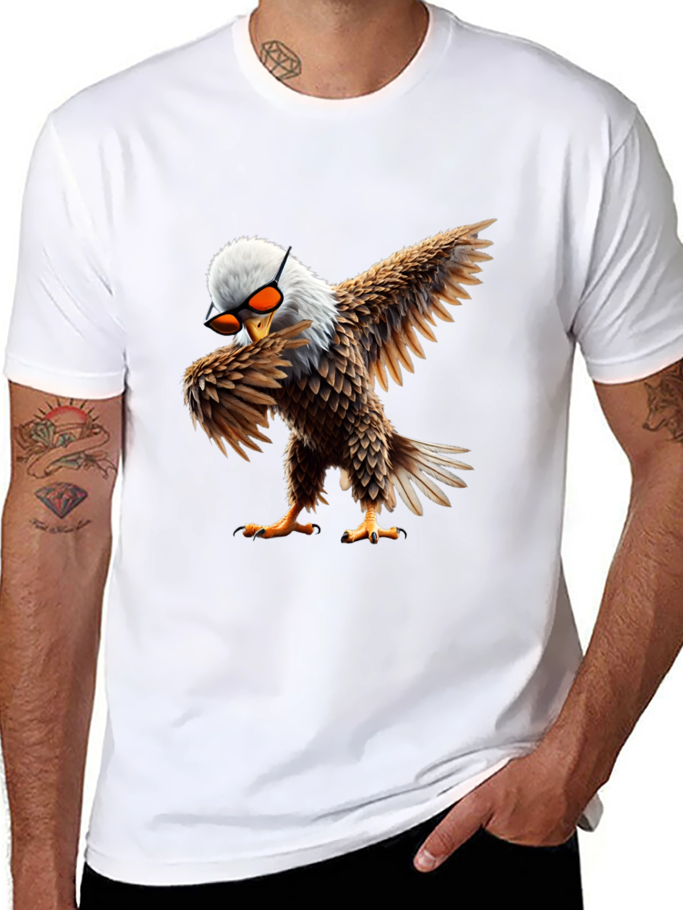 Black Cool Eagle Dabbing Graphic Tee view 8