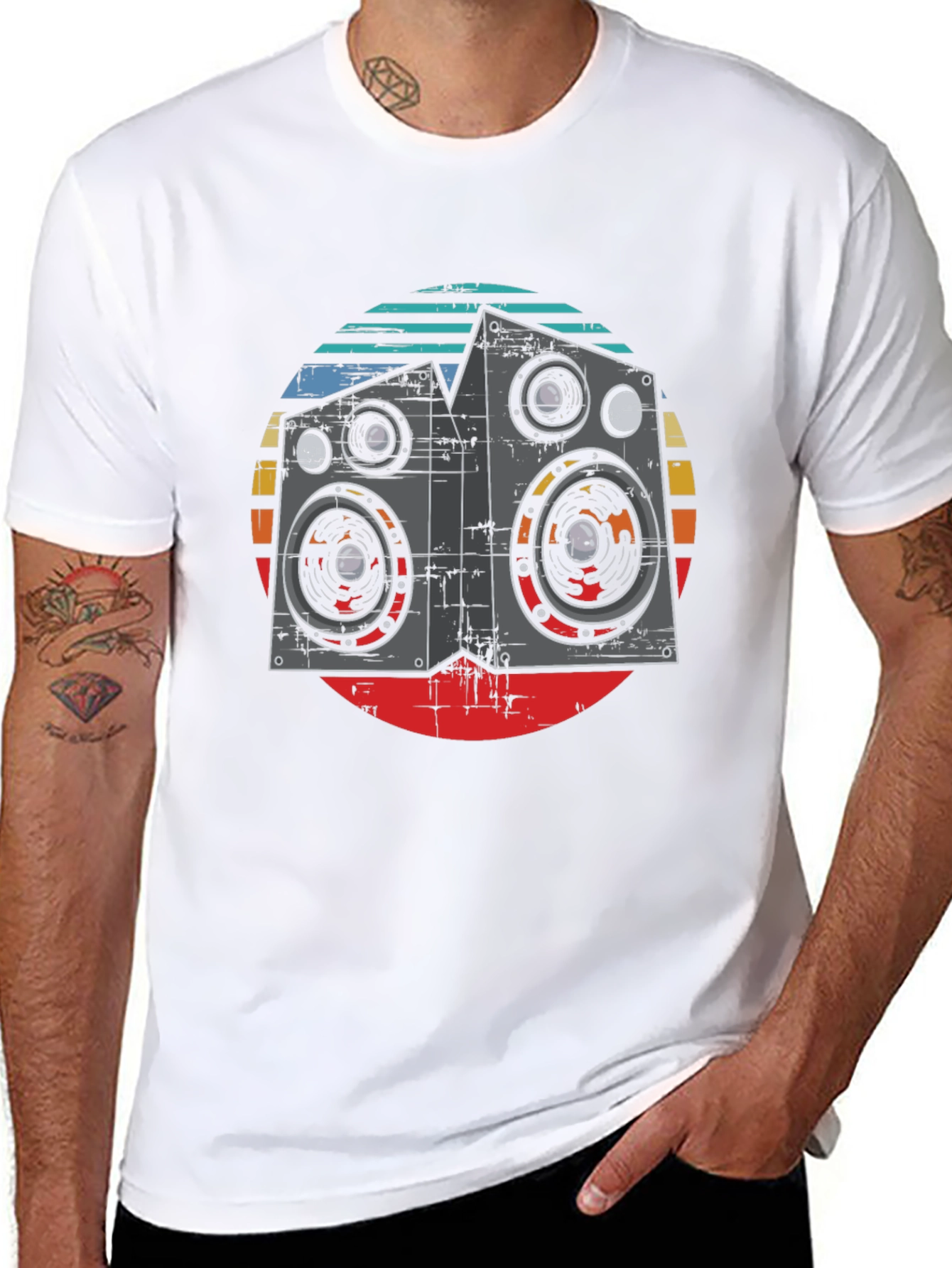 Black Retro Speaker Graphic T-Shirt view 8