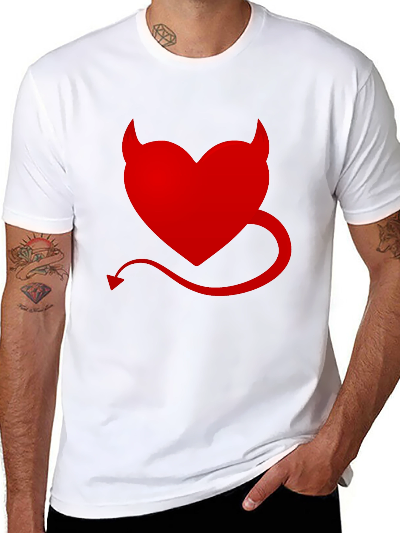 Black Devil Heart Graphic Tee - Men's Black T-Shirt view 8
