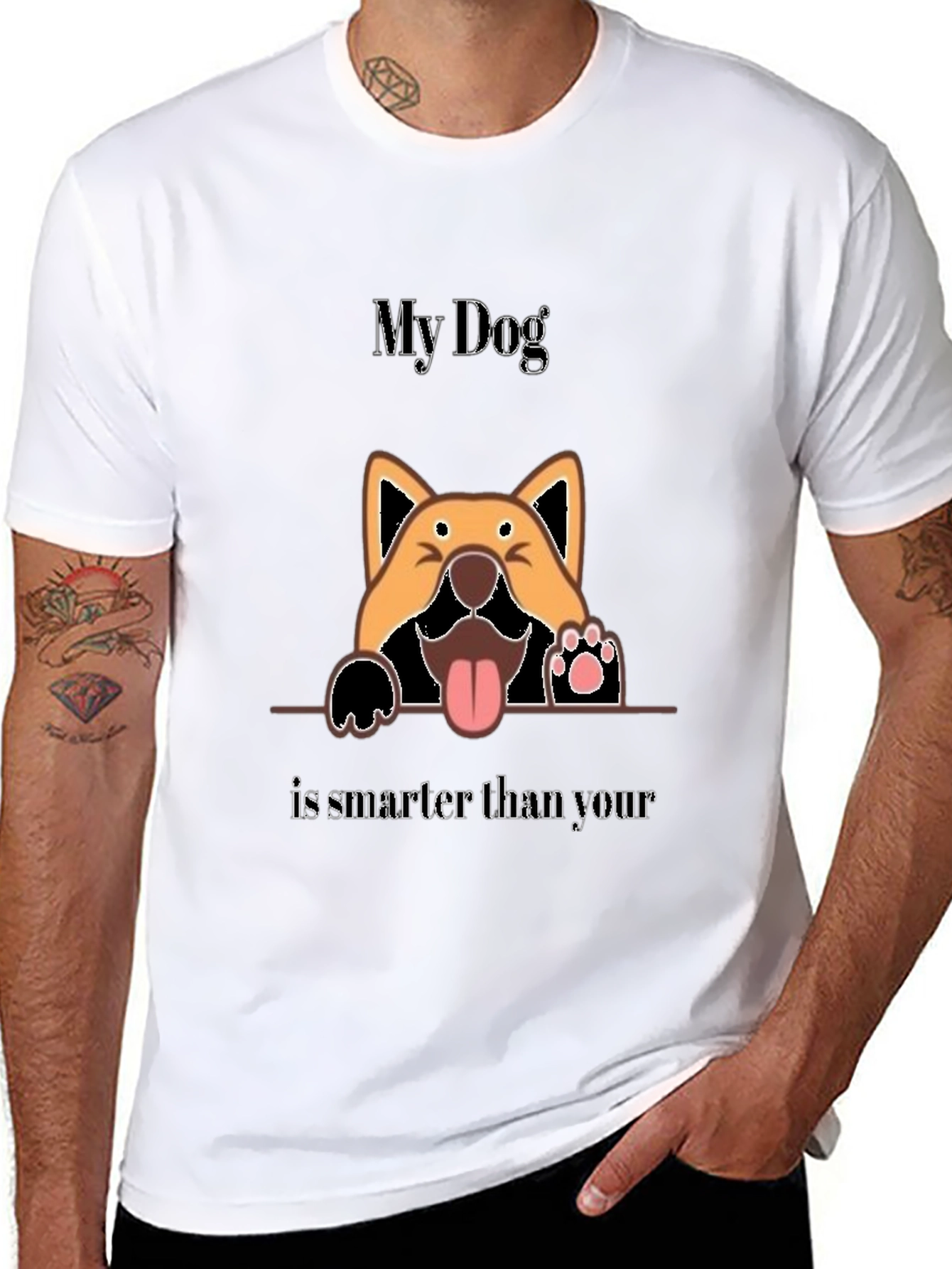 Black My Dog Is Smarter Than Your Dog Graphic Tee view 8