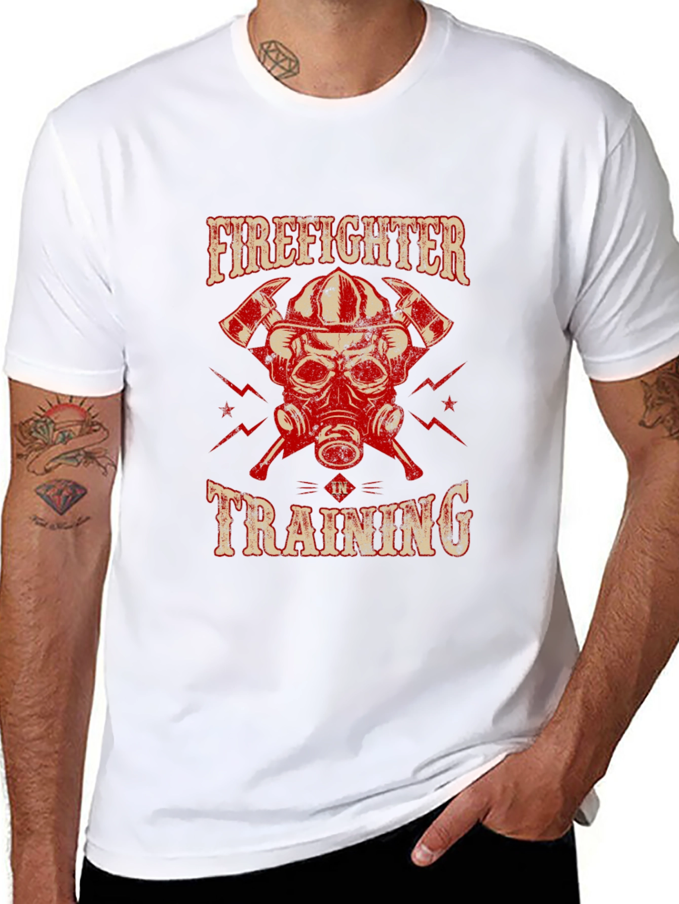 Black Firefighter in Training Graphic T-Shirt view 8