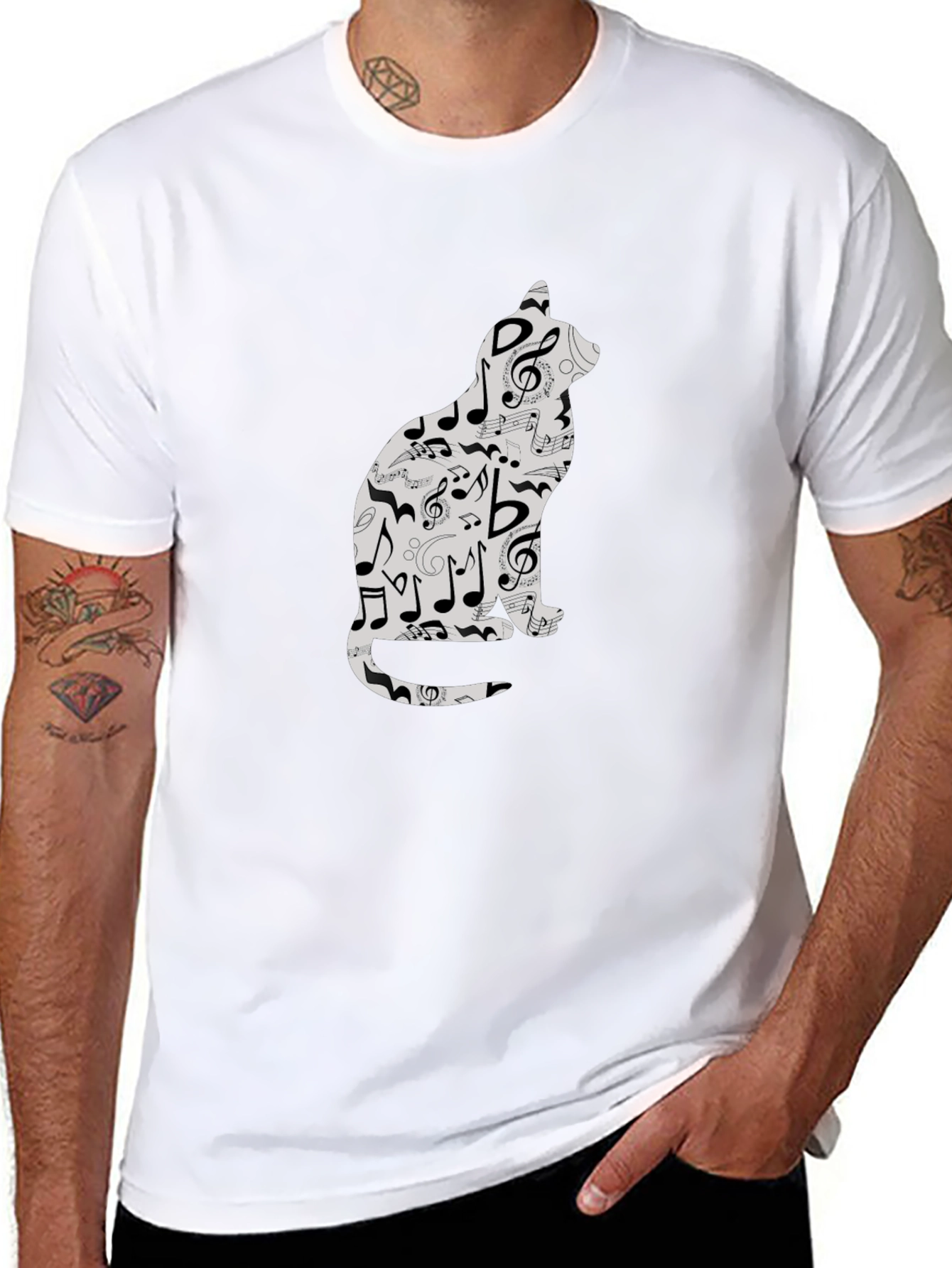 Black Music Cat T-Shirt - Stylish & Unique Design view 8
