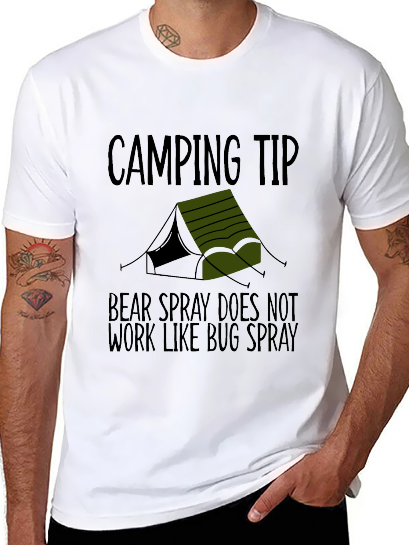 Black Camping Tip Bear Spray T-Shirt view 8