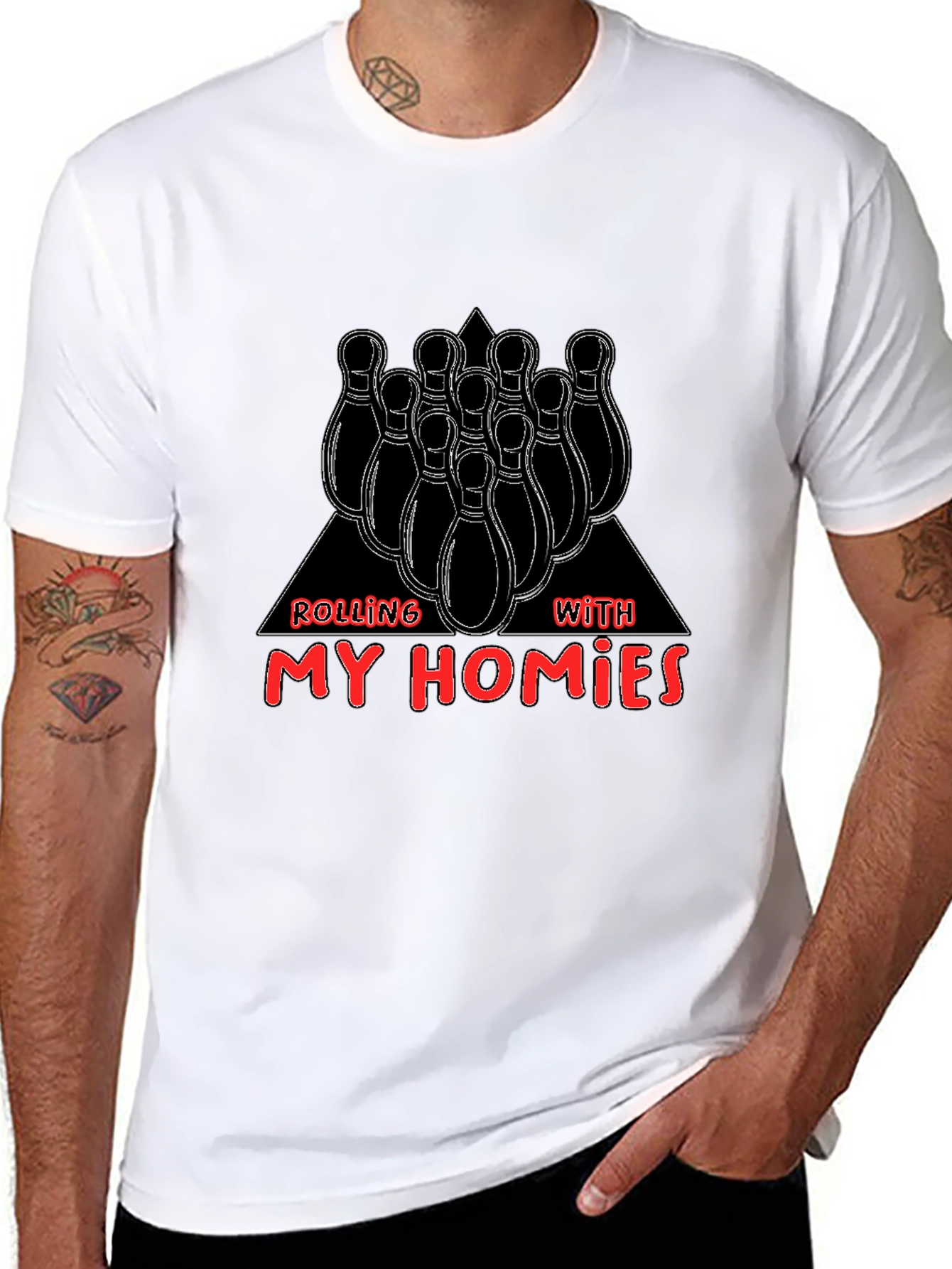 Black Rolling With My Homies Bowling T-Shirt view 8
