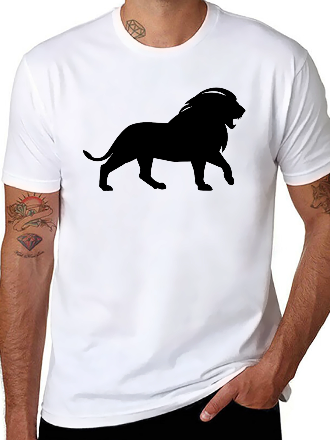 Black Lion Silhouette Black T-Shirt view 8