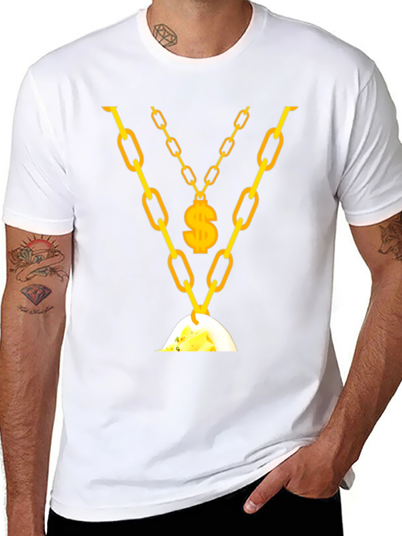 Black Men's Gold Chain & Money T-Shirt view 8