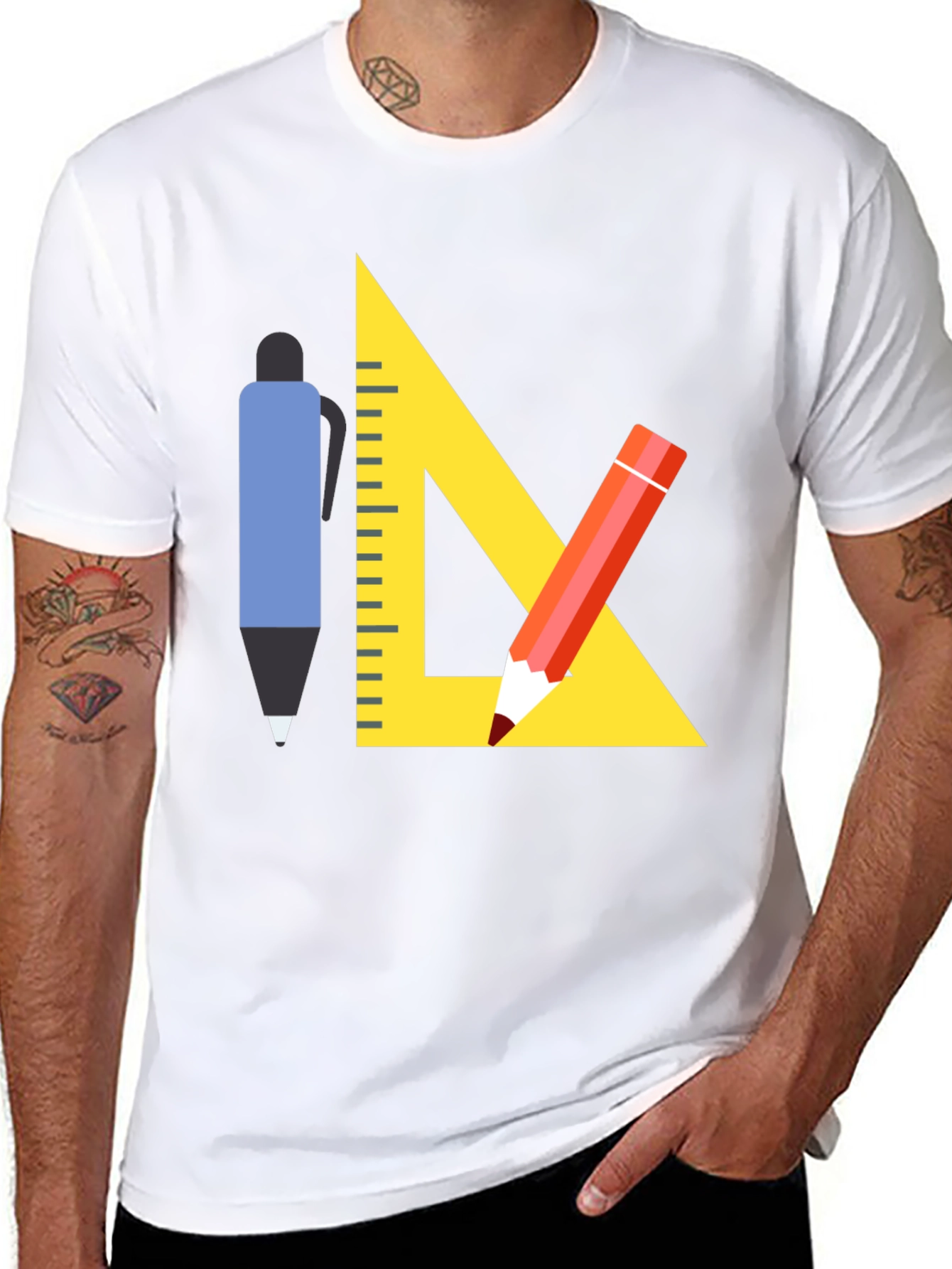 Black Architect T-Shirt - Drafting Tools Graphic Tee view 8
