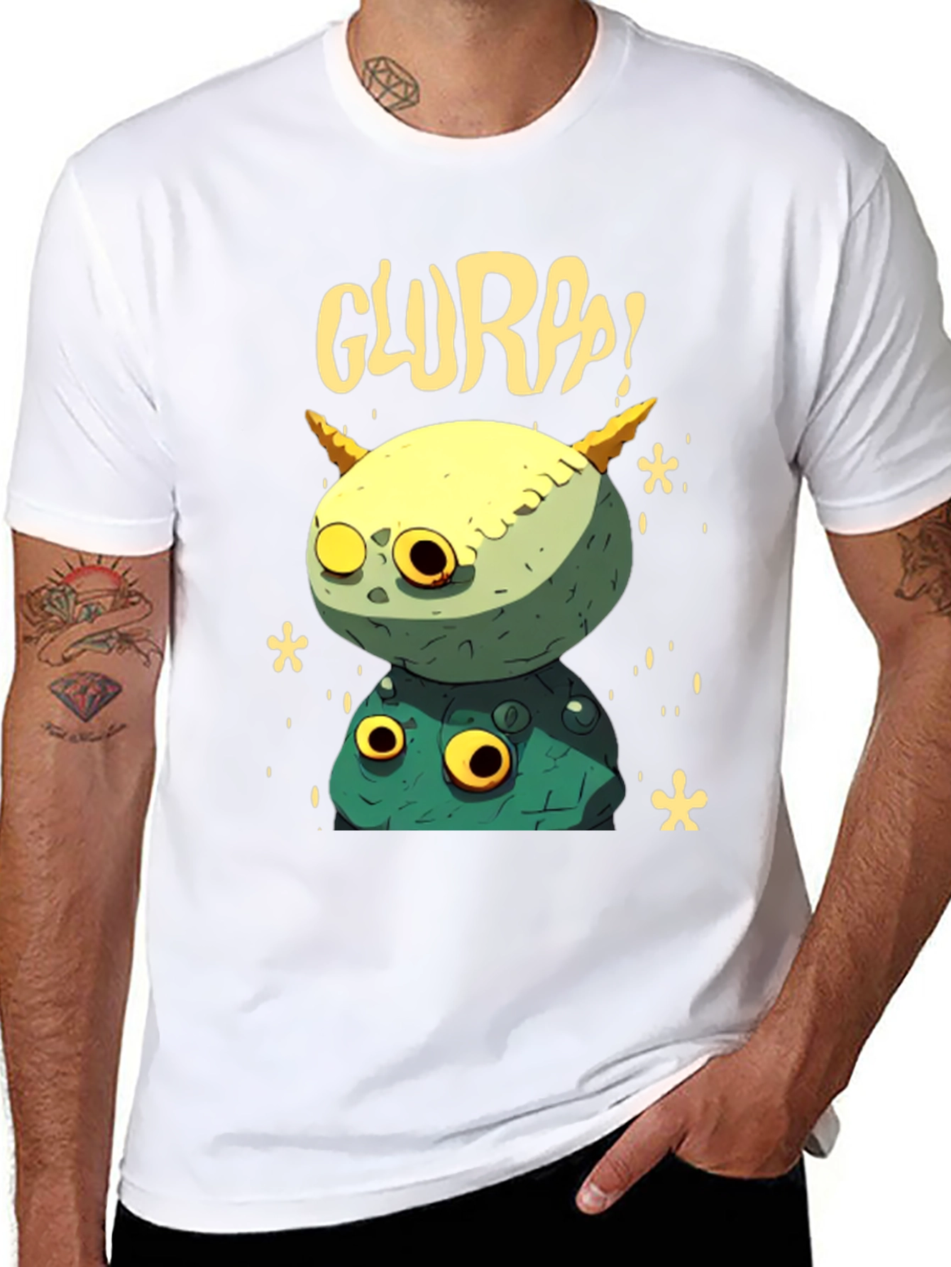 Black Glurpp! Monster Stack T-Shirt - Funky Graphic Tee view 8