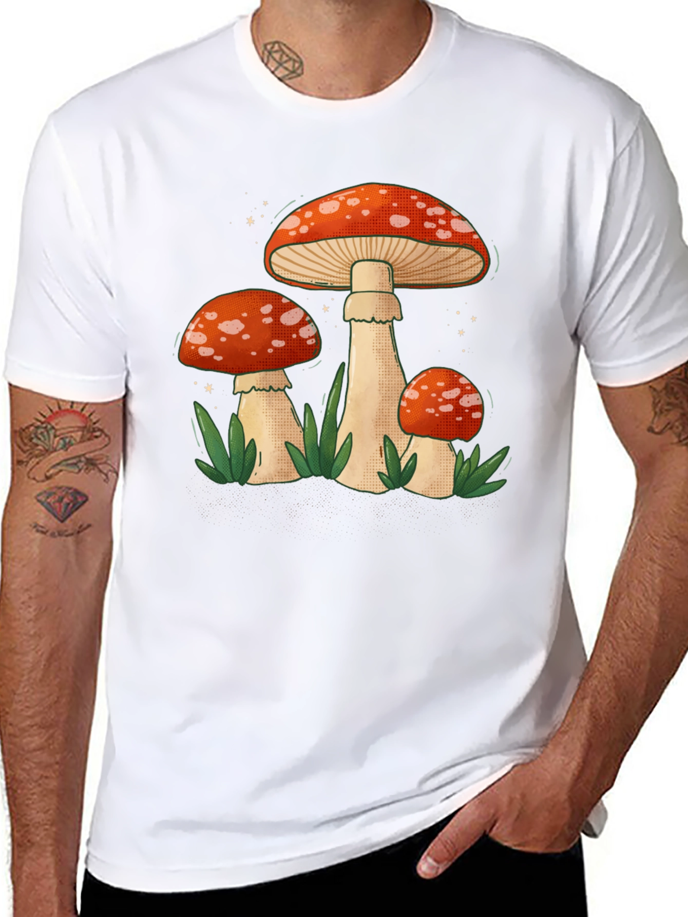 Black Mushroom Graphic Tee - Funky Nature Design view 8