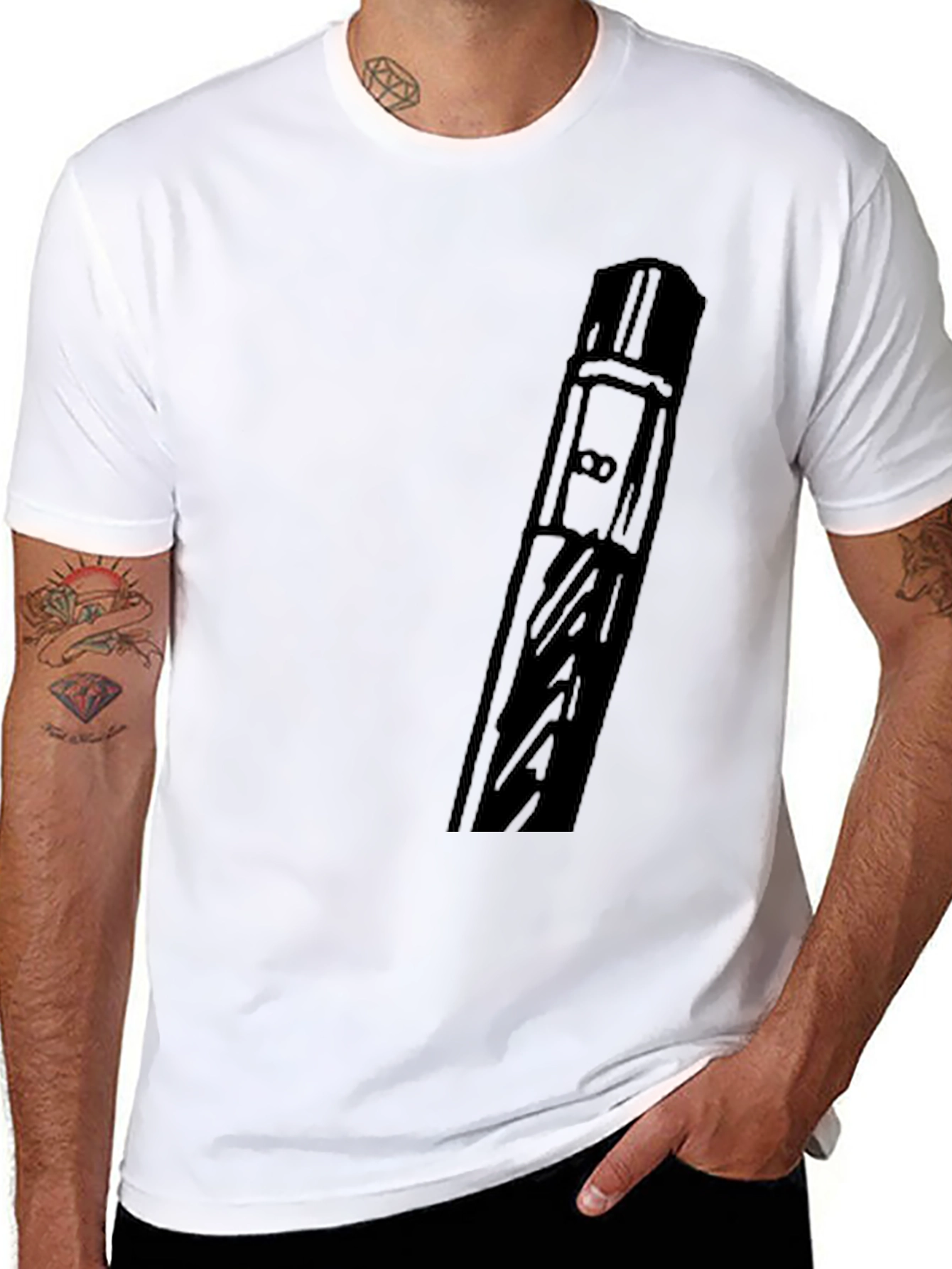 Black Modern Black Graphic Tee - Abstract Design view 8