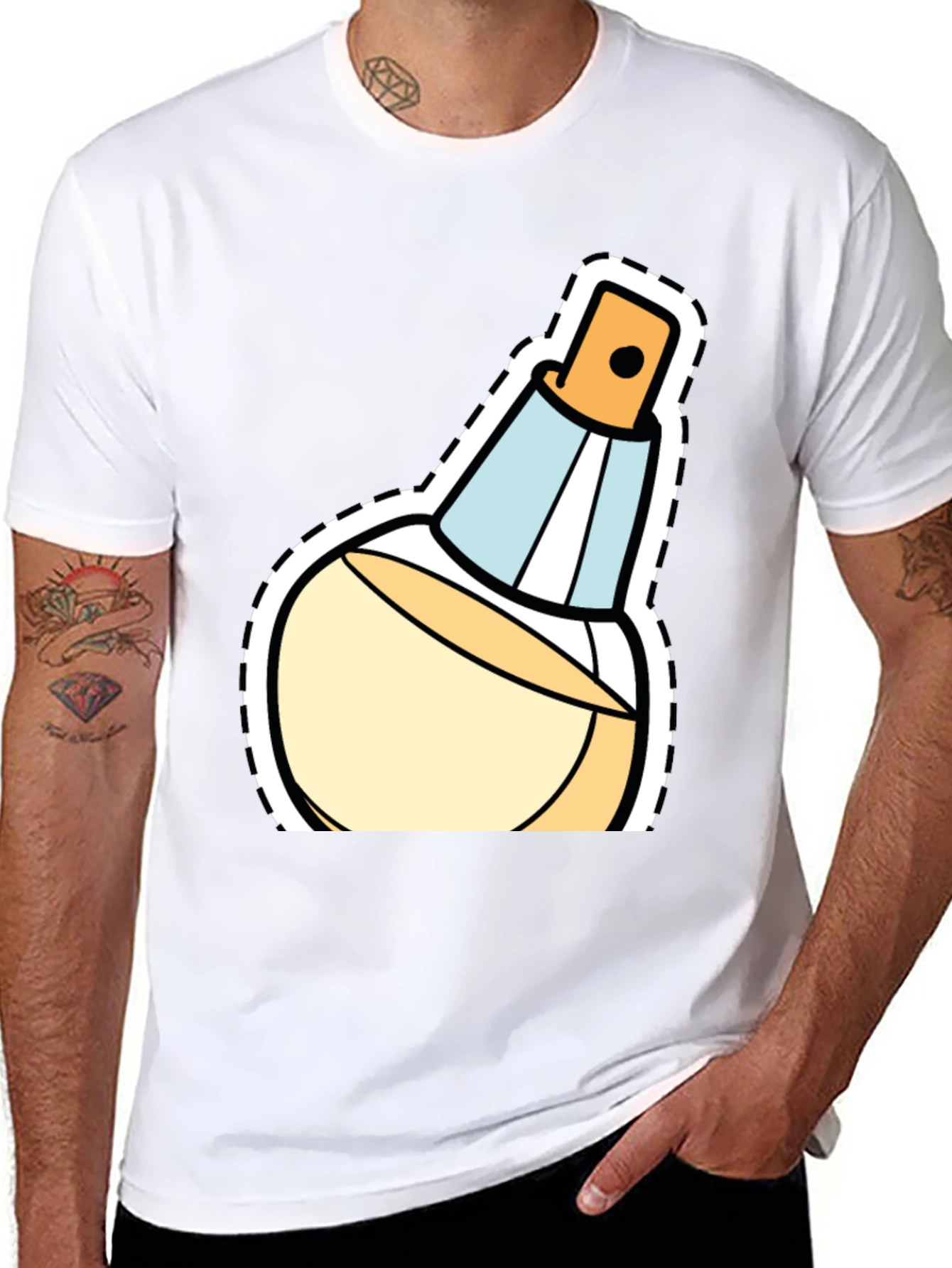 Black Stylish Perfume Bottle Graphic T-Shirt view 8