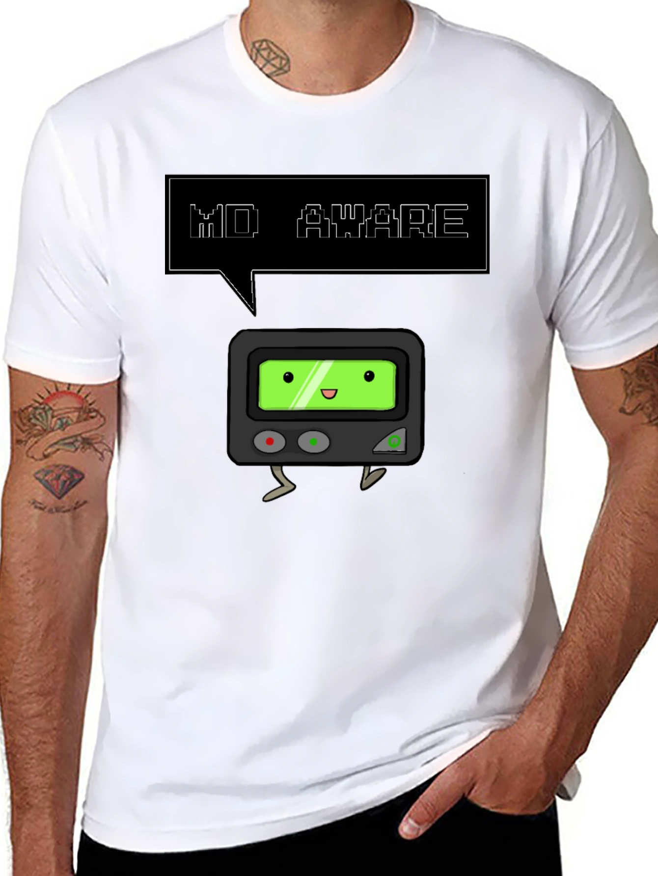 Black MD Aware Pager T-Shirt - Funny Medical Design view 8
