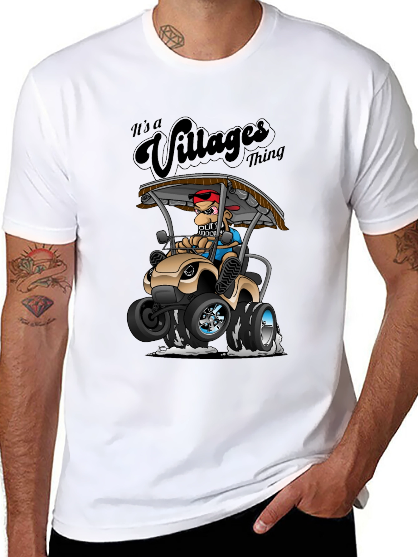 Black Villages Thing Graphic Tee - Black Cotton T-Shirt view 8