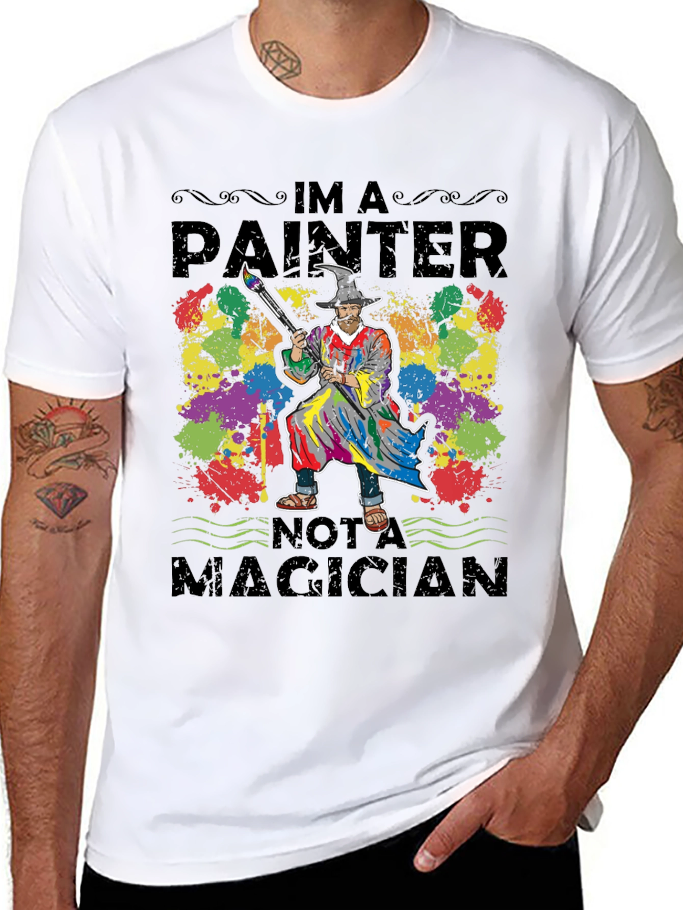 Black Painter T-Shirt: I'm a Painter Not a Magician Tee view 8