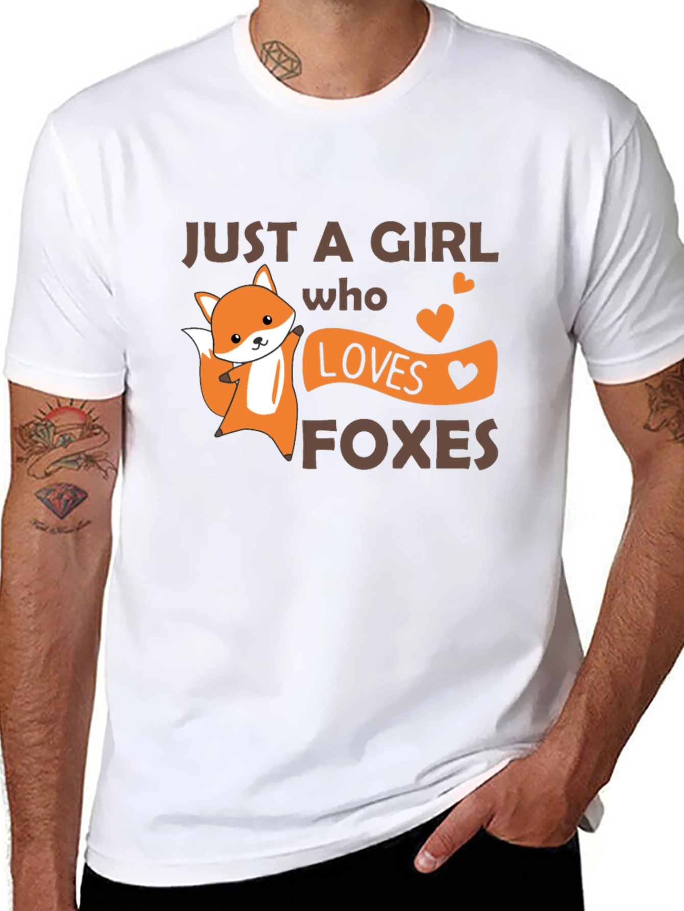 Black Cute Fox Girl Loves Foxes T-Shirt view 8