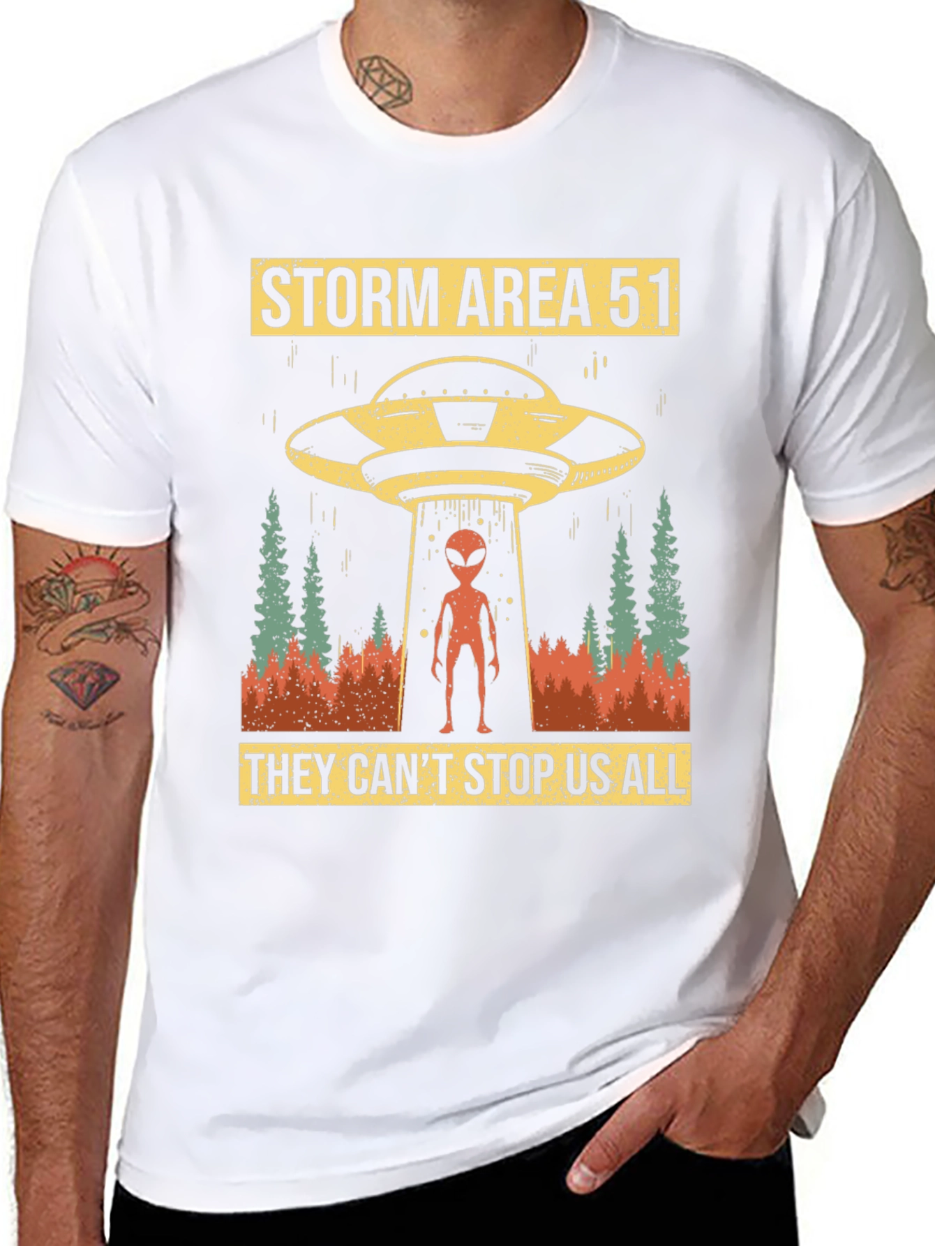 Black Storm Area 51 Graphic Tee Alien UFO T-Shirt view 8