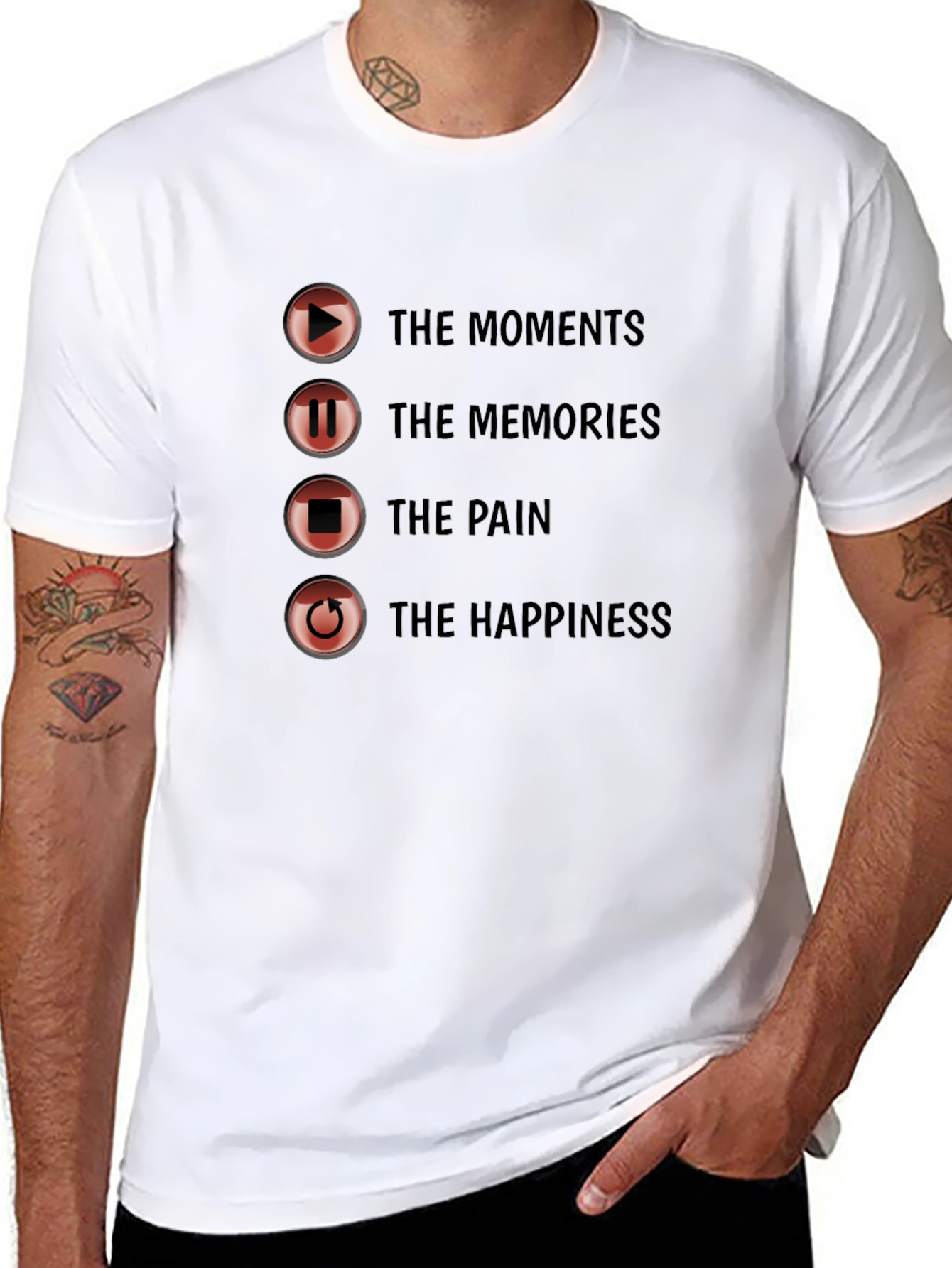 Black Moments Memories Pain Happiness Graphic Tee view 8