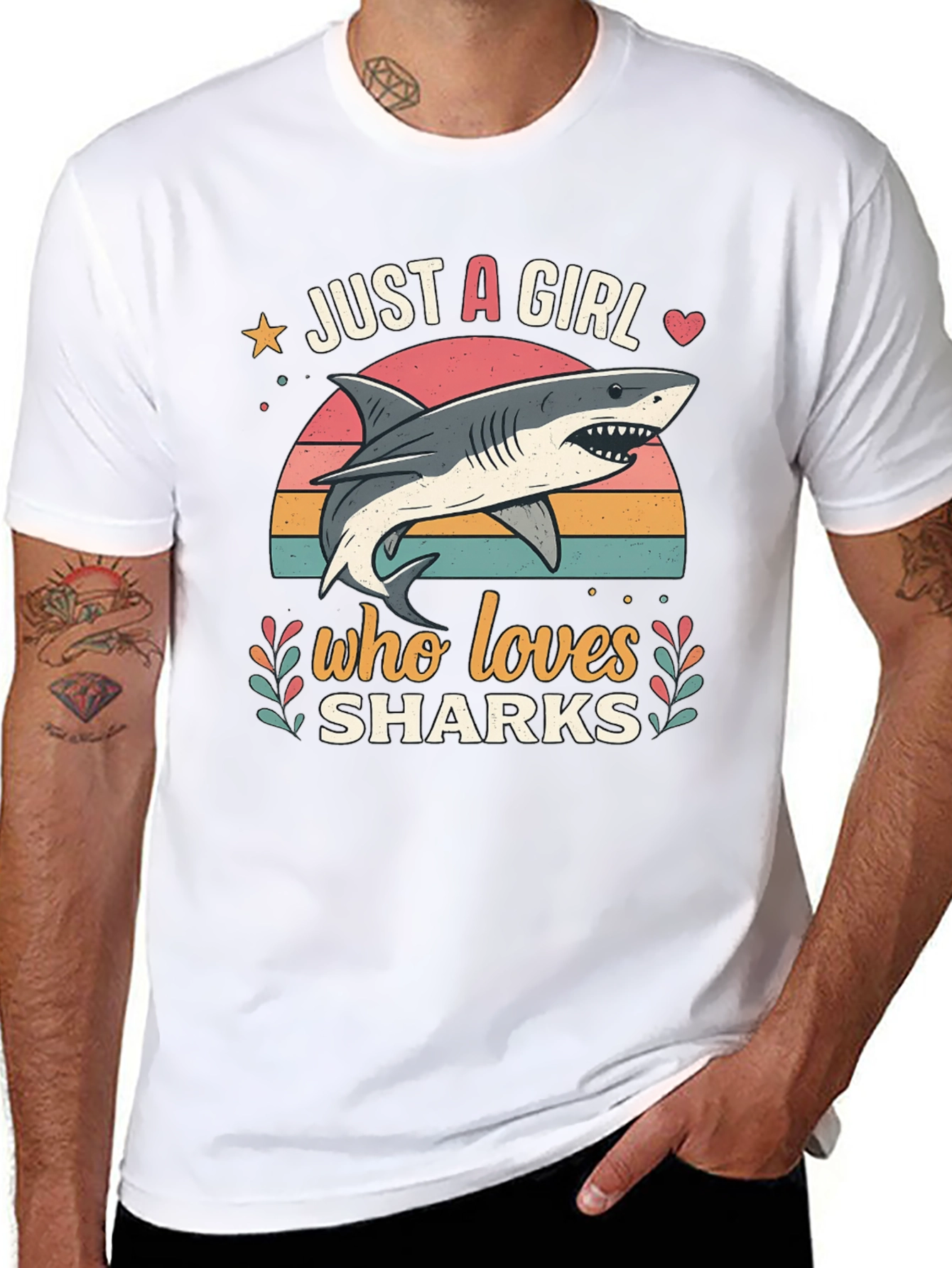 Black Just a Girl Who Loves Sharks Graphic Tee view 8