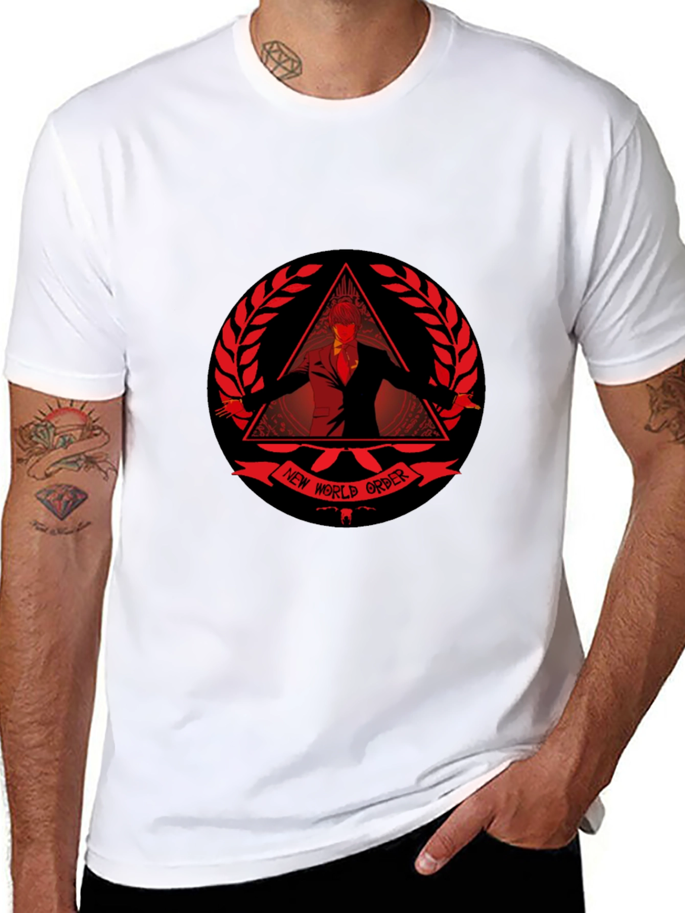Black New World Order T-Shirt - Conspiracy Design view 8