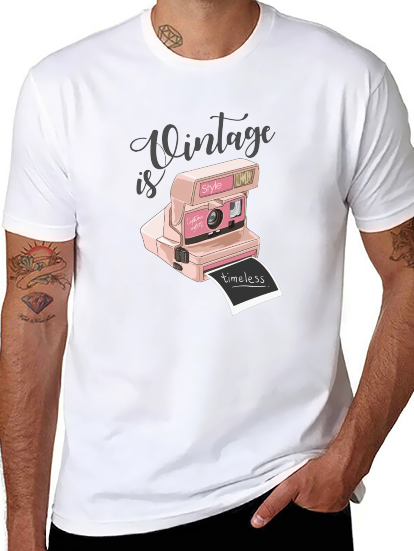 Black Vintage Style Camera Graphic Tee - Timeless Fashion view 8
