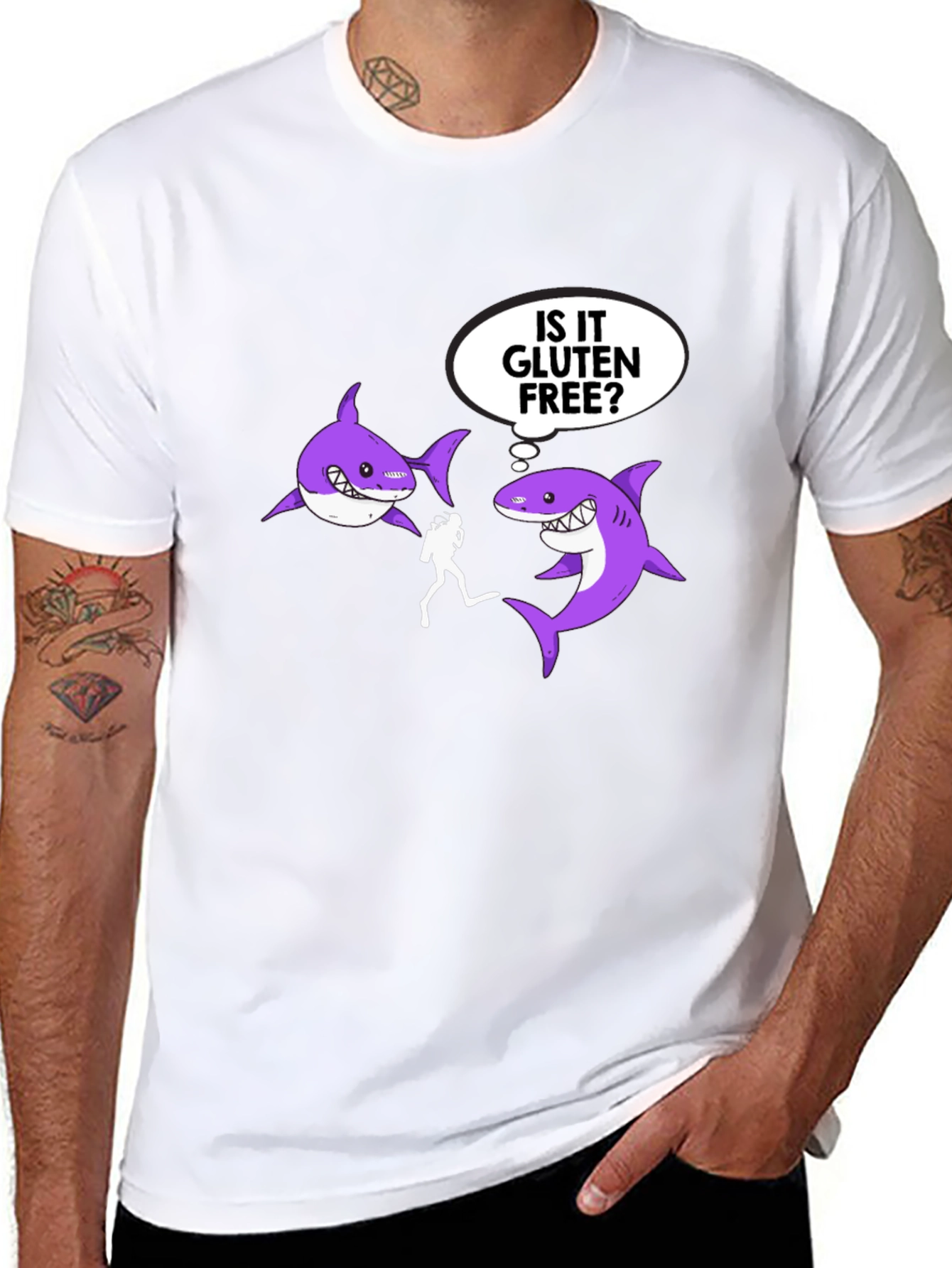 Black Is it Gluten Free? Shark T-Shirt view 8