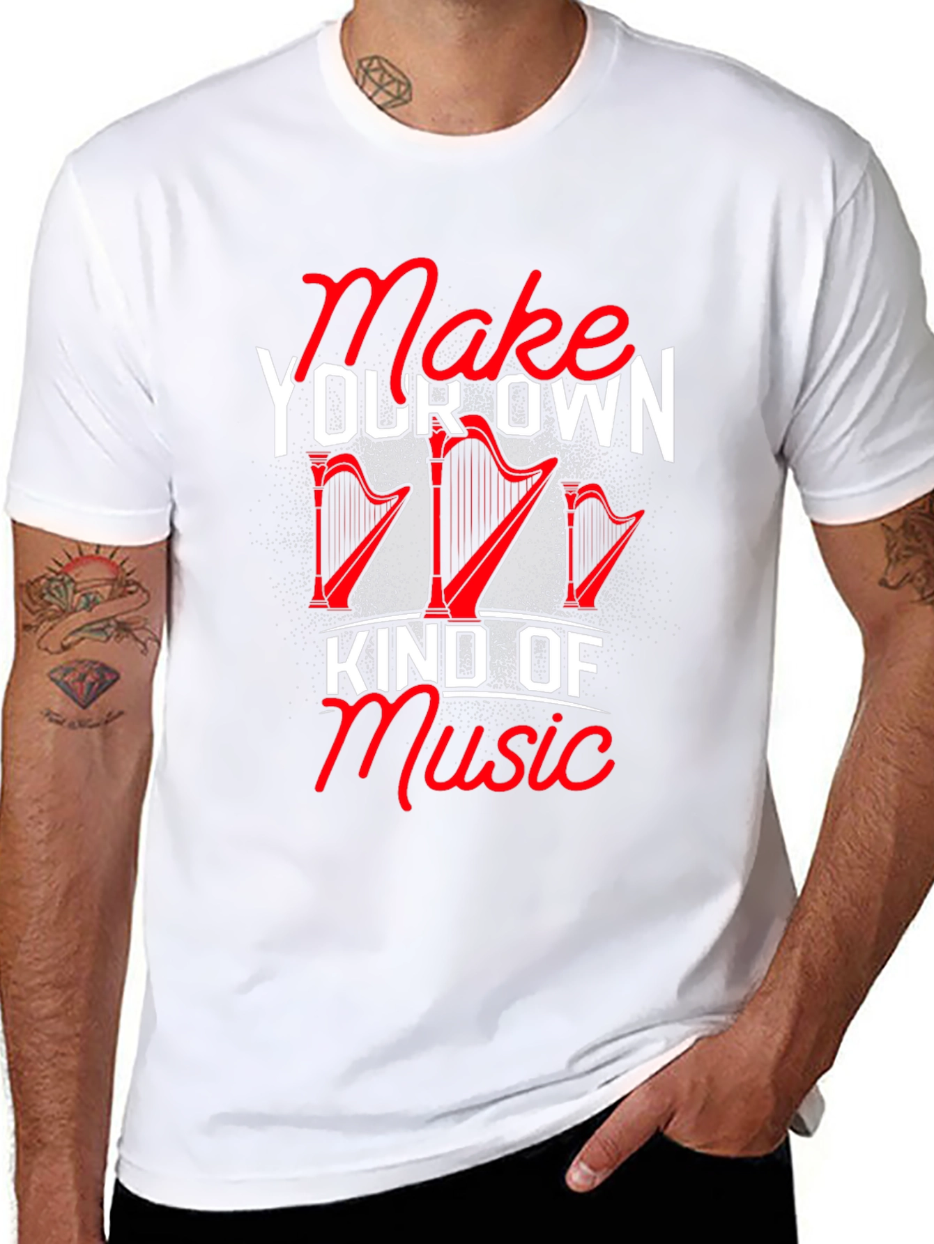 Black Make Your Own Kind of Music Harp Graphic Tee view 8
